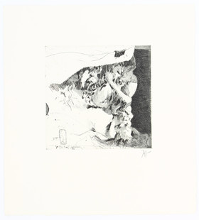 Janssen, Selbstbildnis/Geld. 2 Radierungen