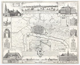 Antwerpen. Plan mit Ansichten. Visscher