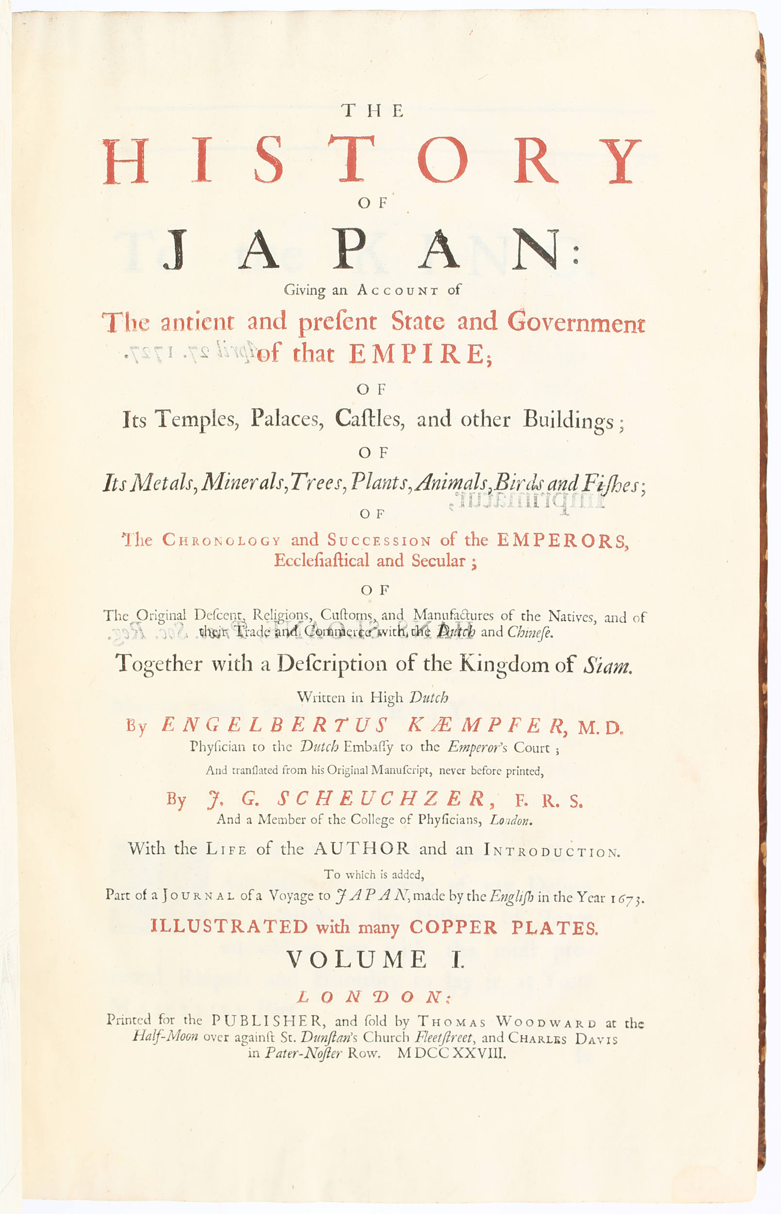 Kaempfer, History of Japan. 2 Bde. auctions & price archive