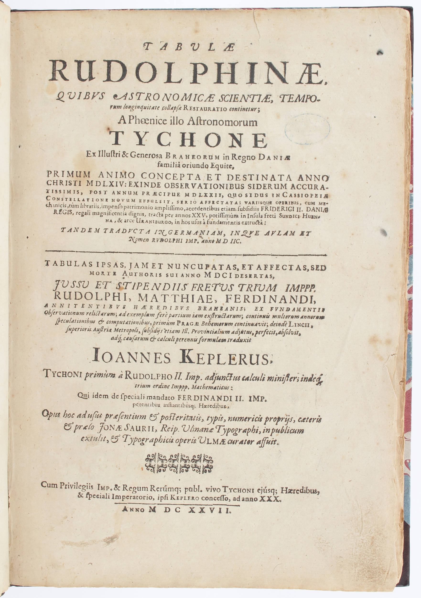 Kepler, Tabulae Rudolphinae. Bd. 1