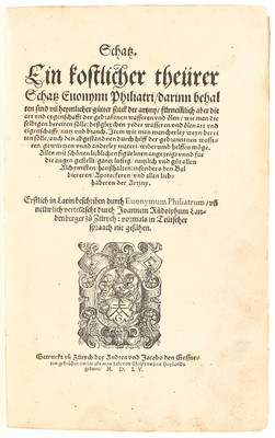 (Gesner), Schatz der artzney