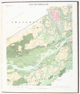 Carte über den Lauf des Rheins. Lwd.