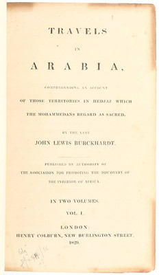 Burckhardt, Travels in Arabia. 2 Bde.