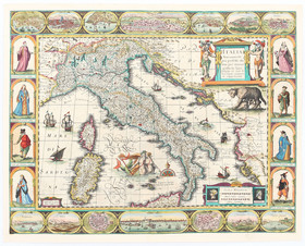 Italien mit 4 Randleisten. J. Hondius