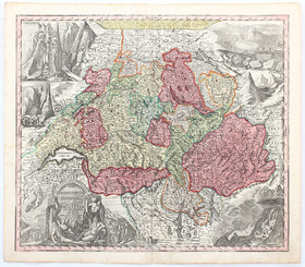 Schweiz + Index. 2 Bll. Seutter