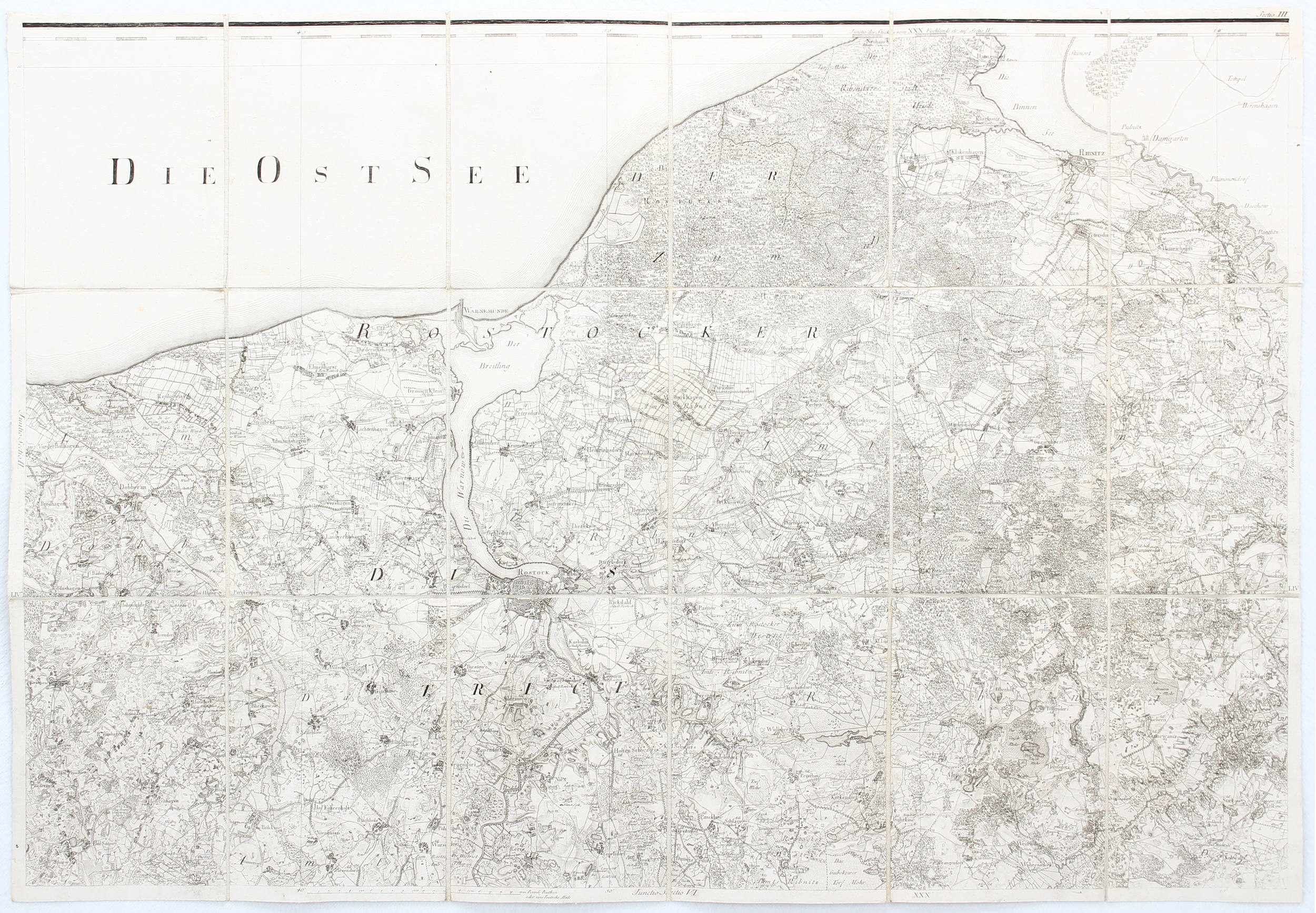 Meckl.-Schwerin. 12 Bll. Schmettau in 3 Lwd.-Schubern