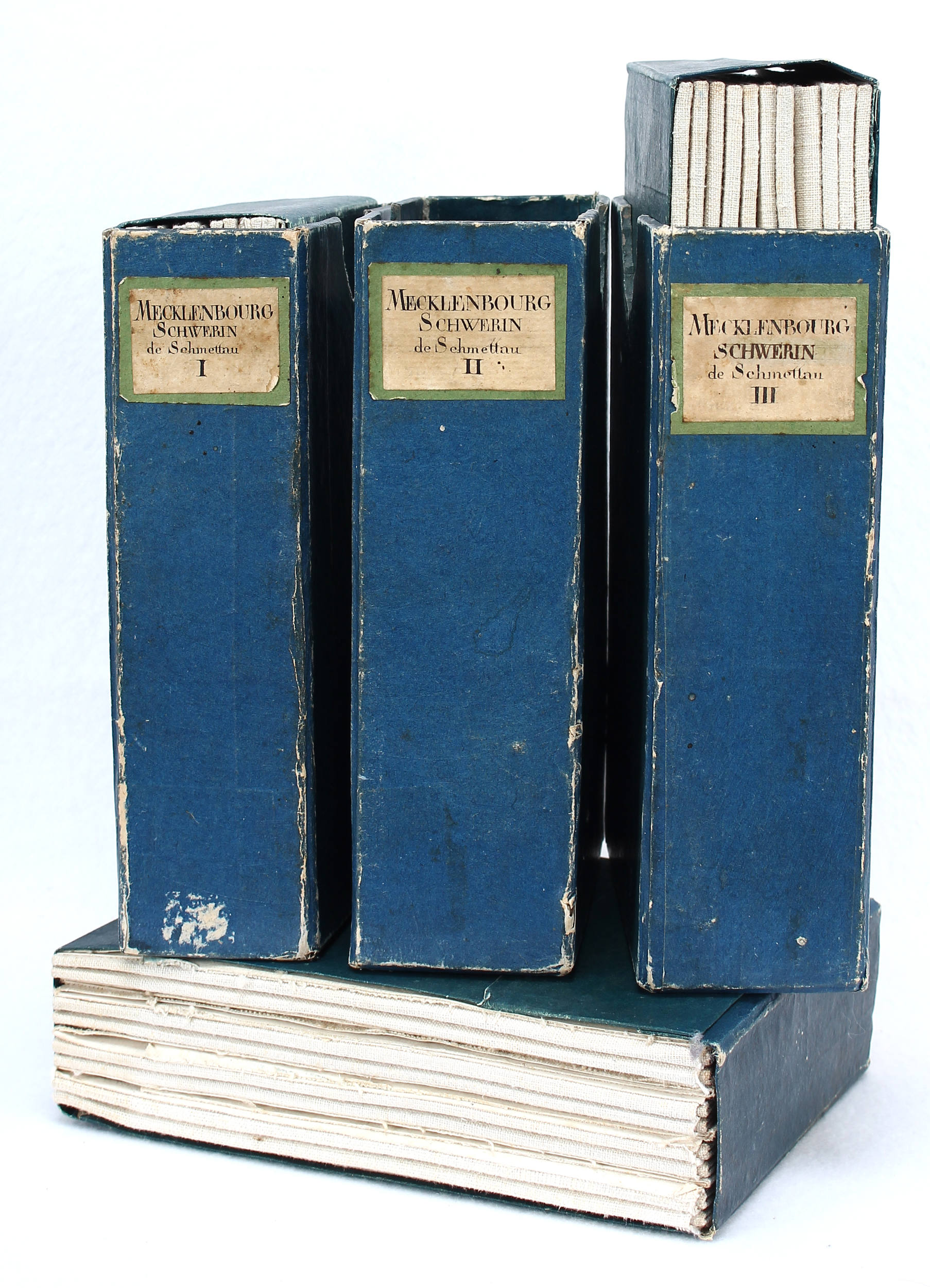 Meckl.-Schwerin. 12 Bll. Schmettau in 3 Lwd.-Schubern