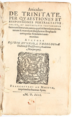 Hunnius, Articulus de trinitate