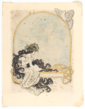 Flers/Mucha, Ilsée + Originalaquarell