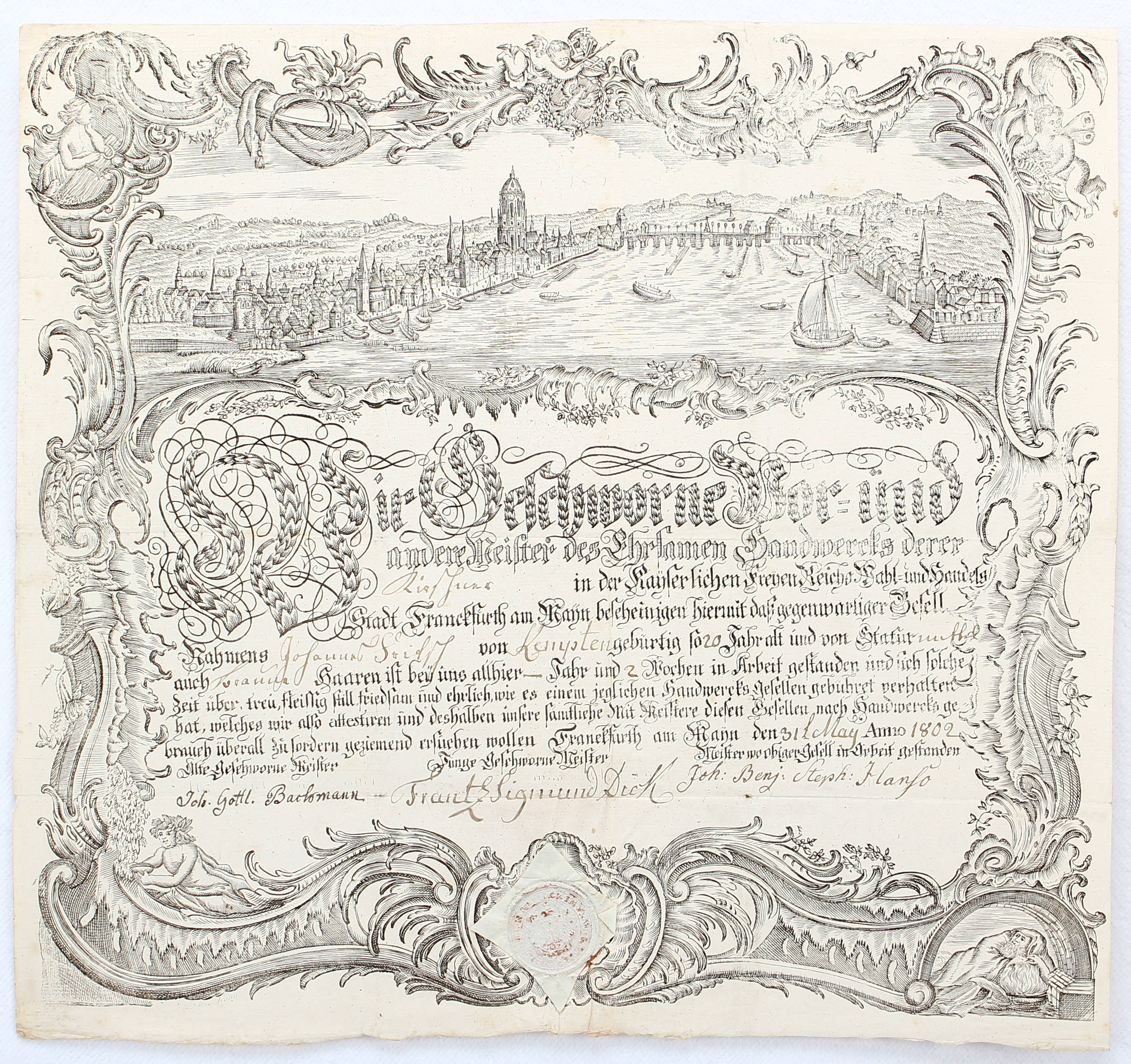 Frankfurt. Gesamtansicht. Merian / 2 Bll.