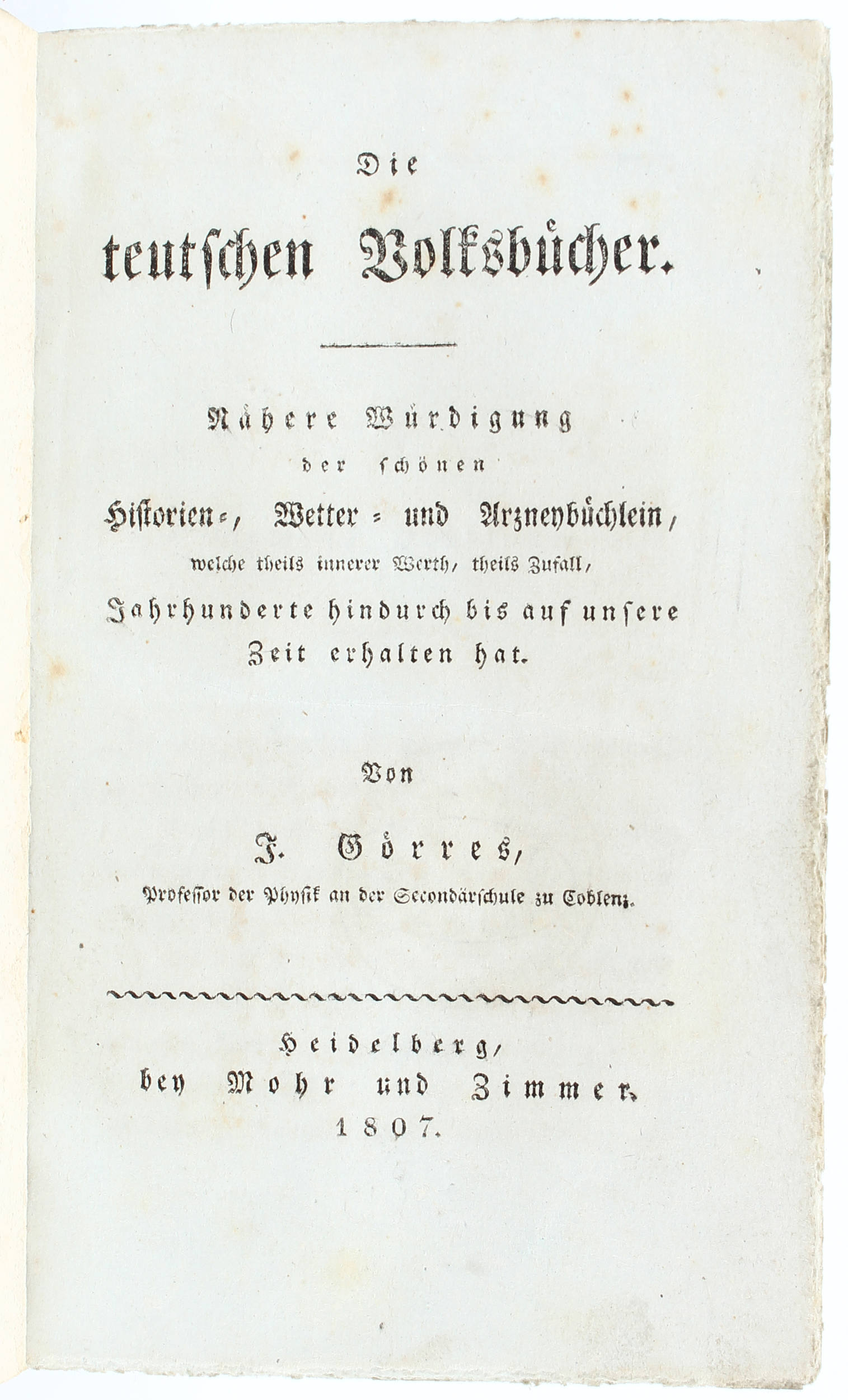 Görres, Teutsche Volksbücher