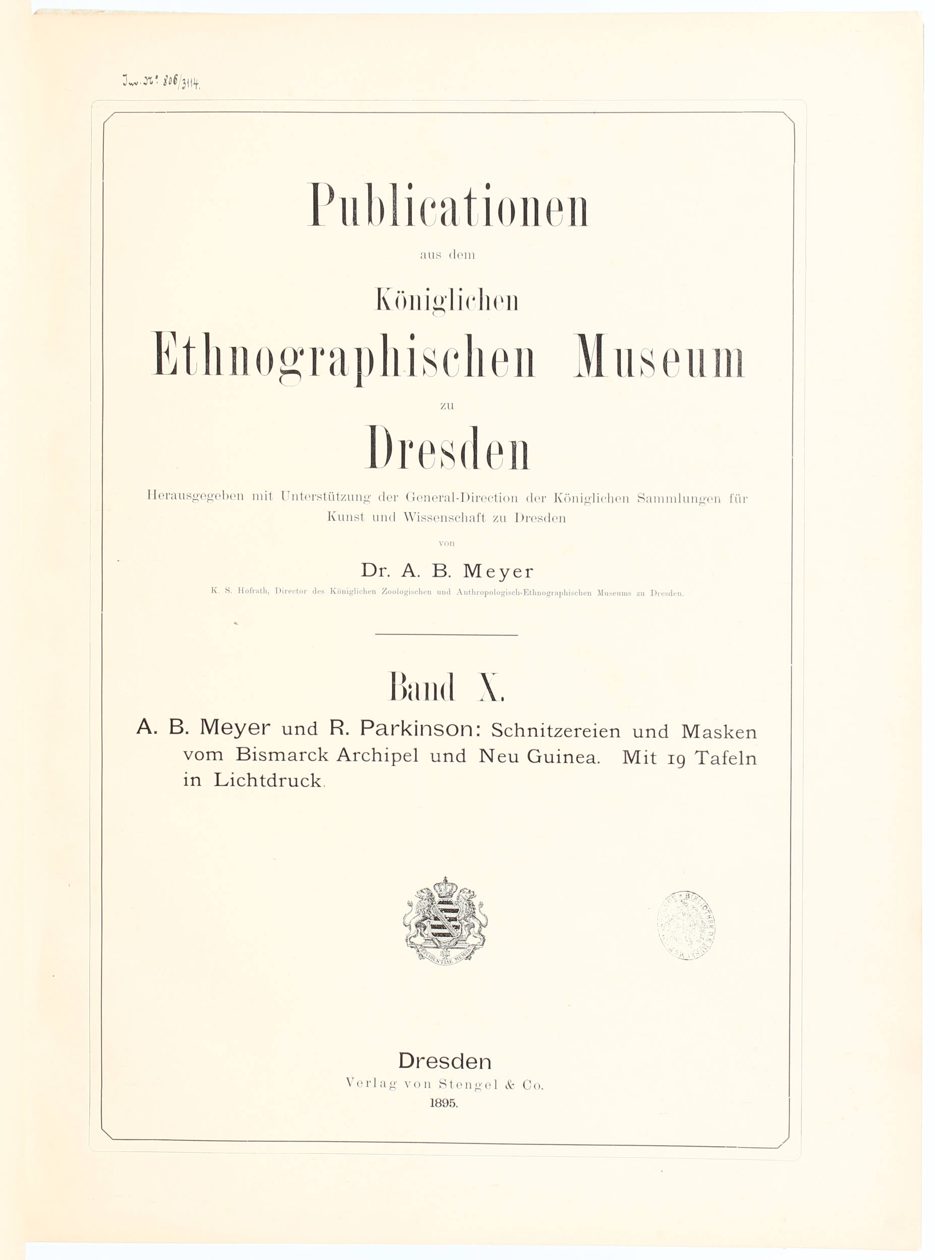 Meyer & Parkinson, Schnitzereien Neu Guinea
