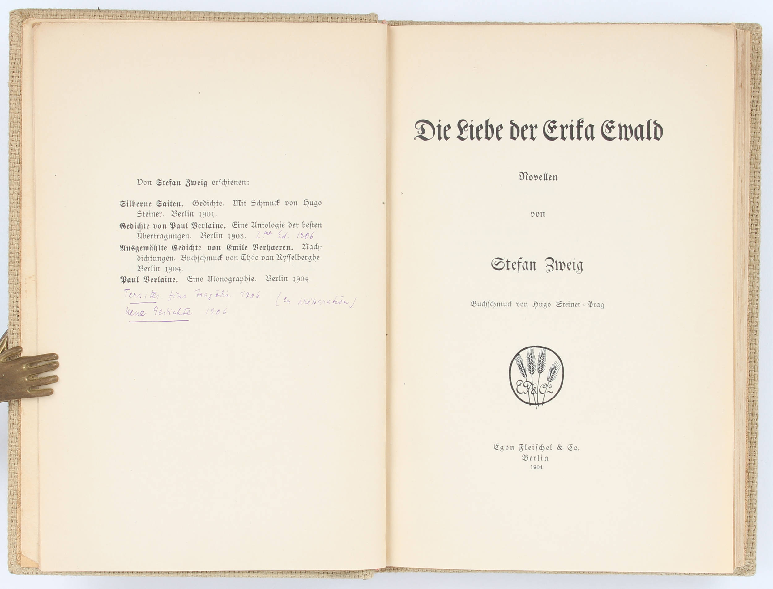Zweig, Erika Ewald. Widmungsexemplar