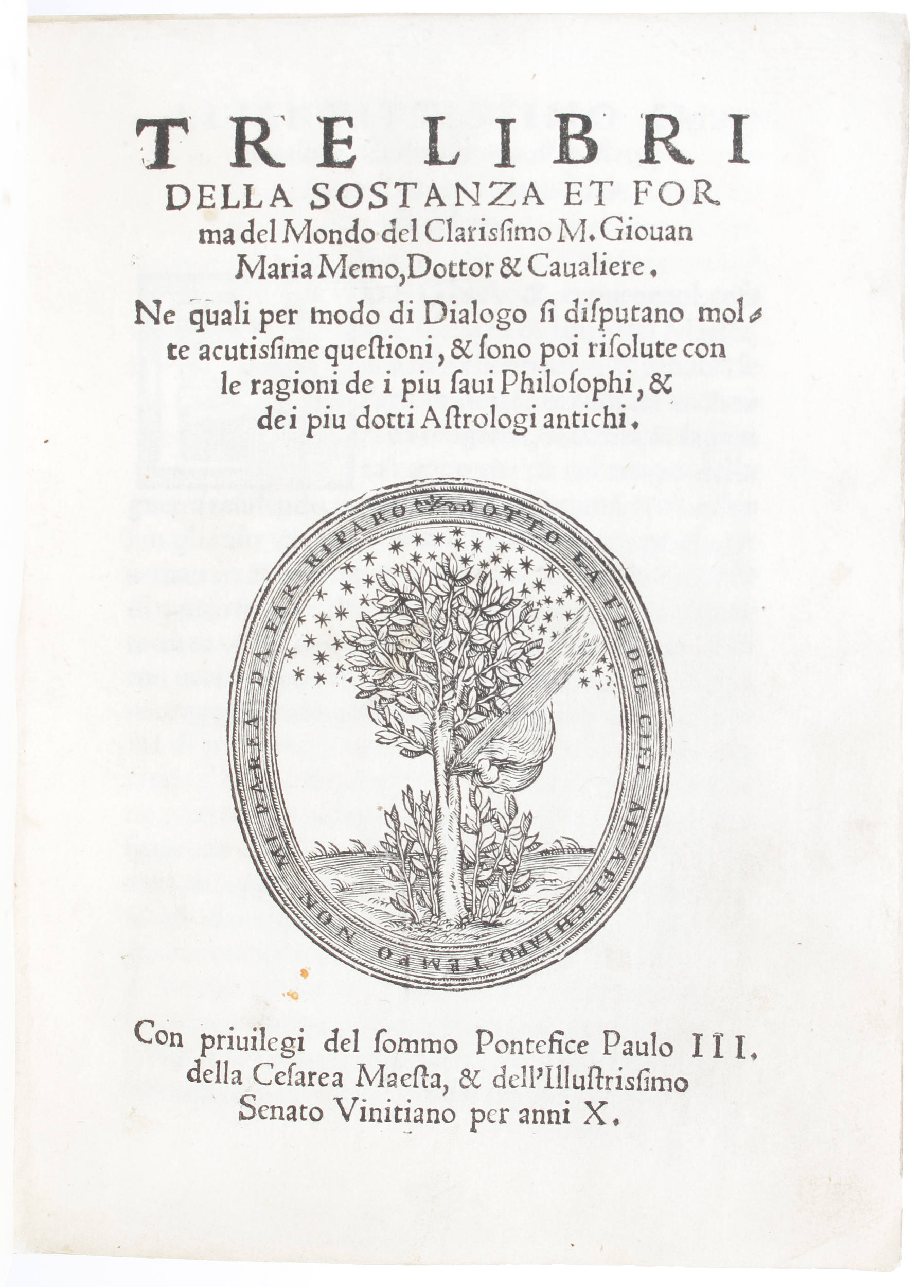 Memmo, Sostanza et forma del mondo