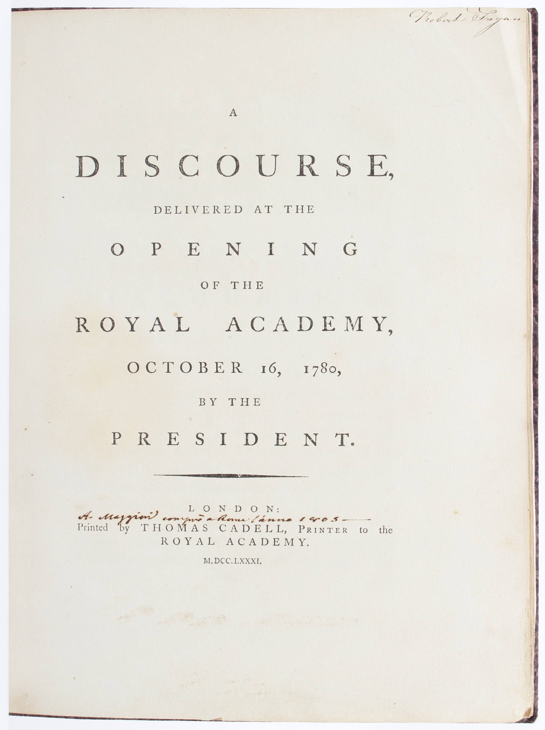 Reynolds, Two Discourses u. Vorbd.