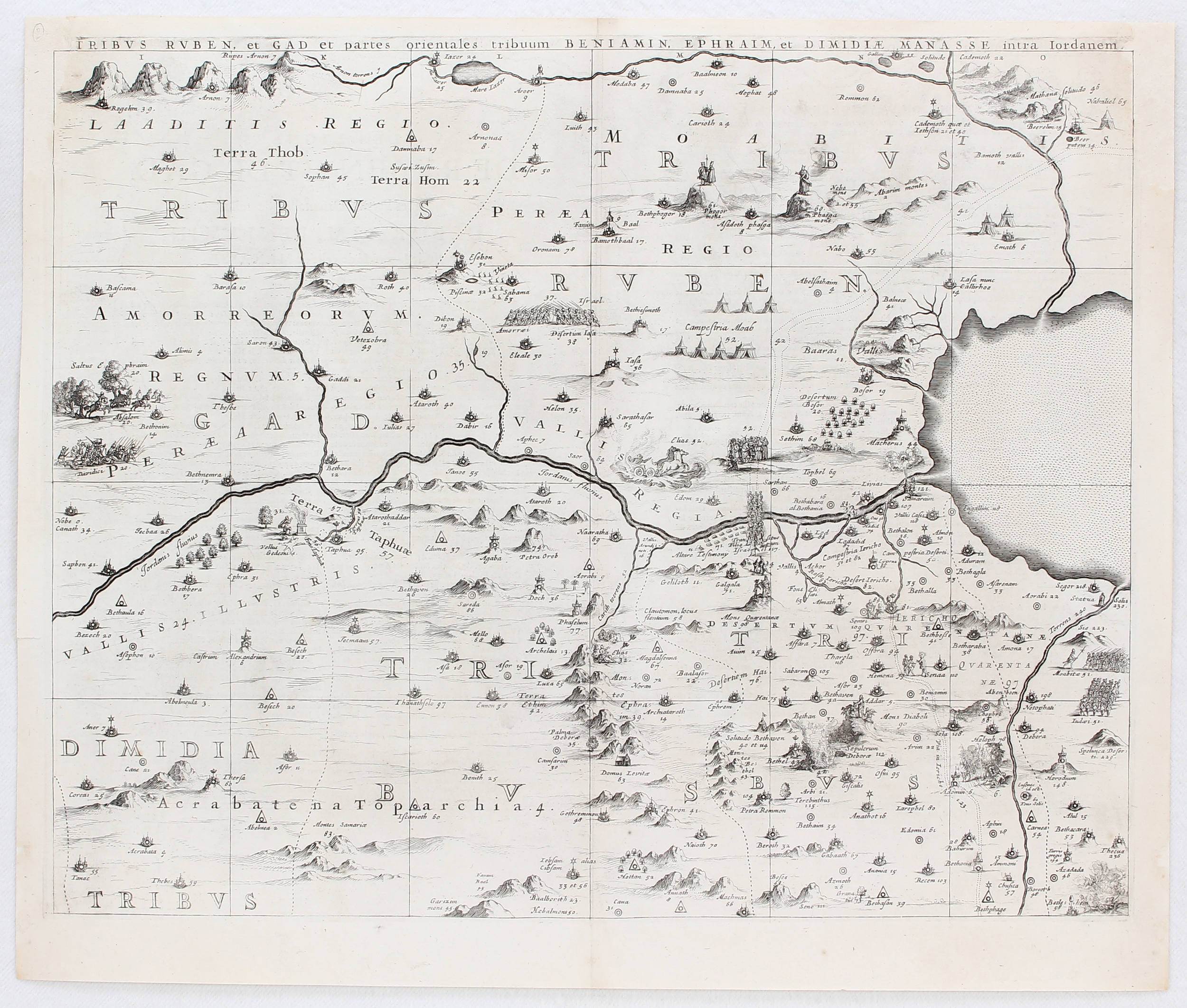 Israel. (Janssonius). Wandkarte in 6 Bll.