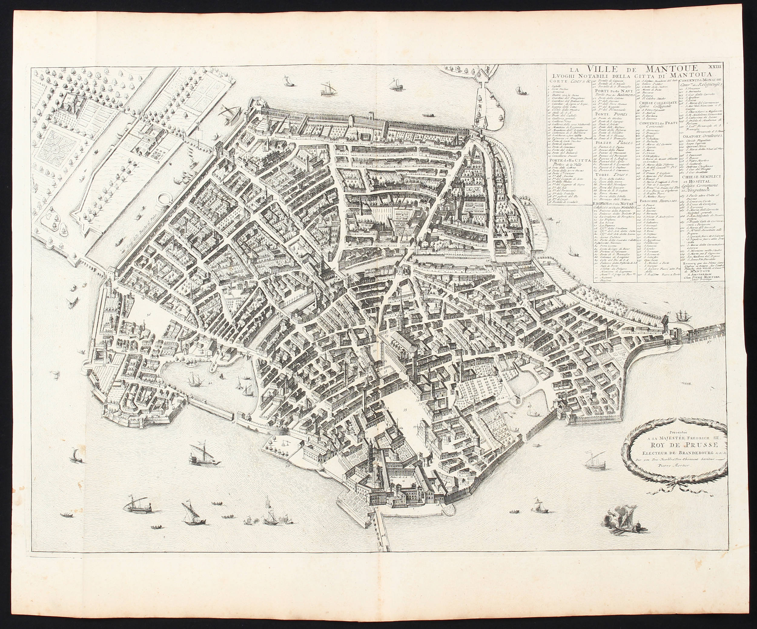 Mantua, Vogelschauansicht. P. Mortier