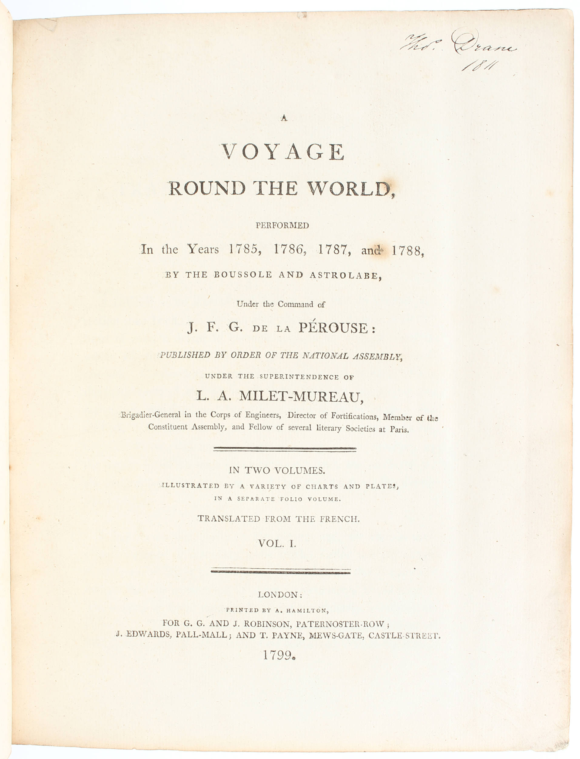 La Pérouse, A voyage round the world. 3 Bde.