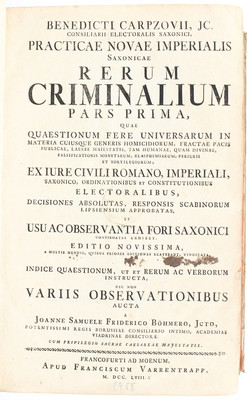 Carpzov, Practica criminalis.
