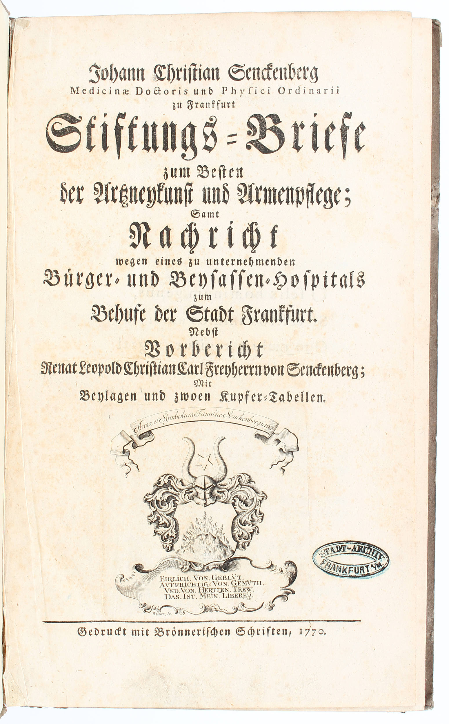 Senckenberg, Stiftungs-Briefe