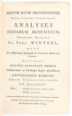 Oesterreicher, Analyses Aquarum Budensium