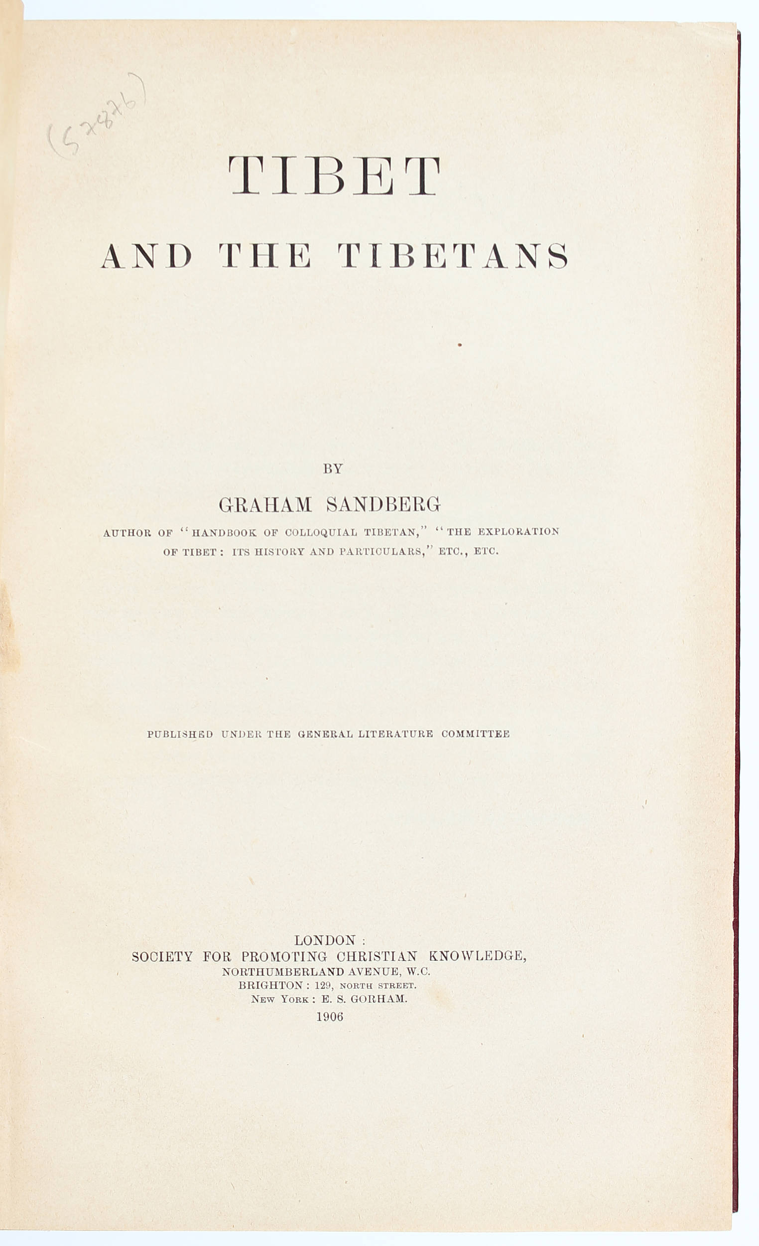 Sandberg, Tibet and the Tibetans