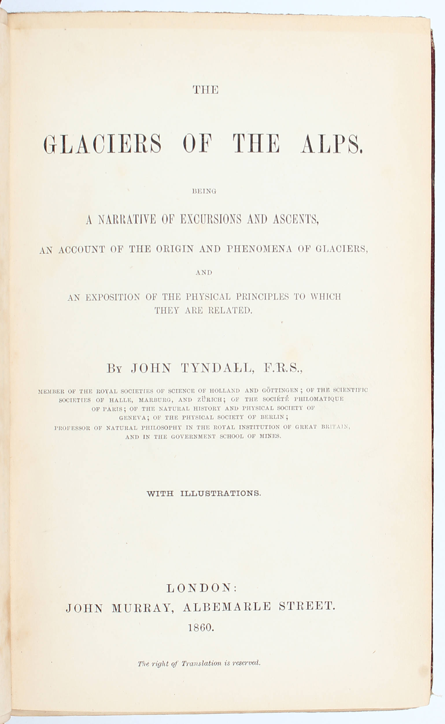 Tyndall, Glaciers of the Alpes