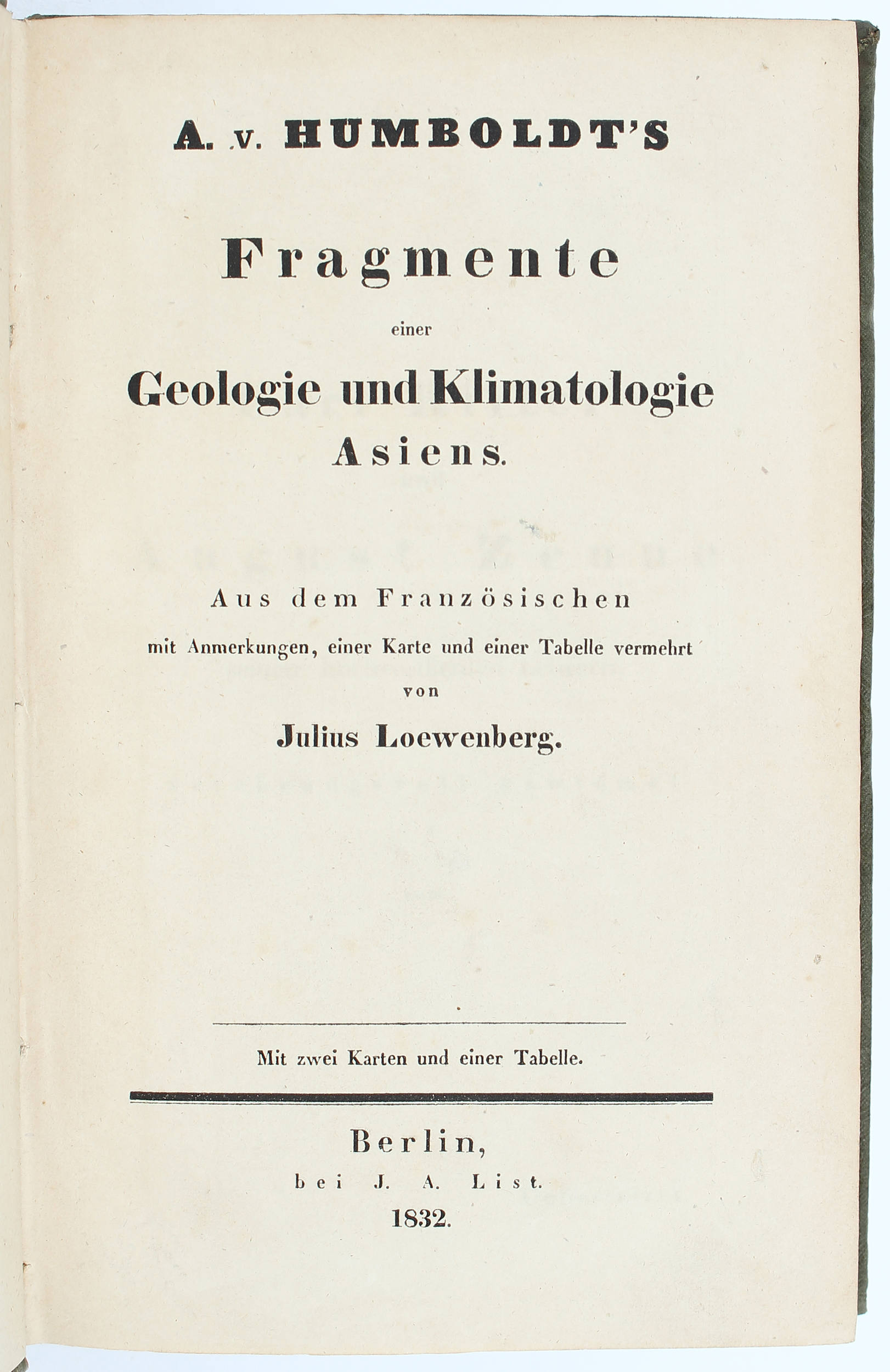 Humboldt, Fragmente einer Geologie