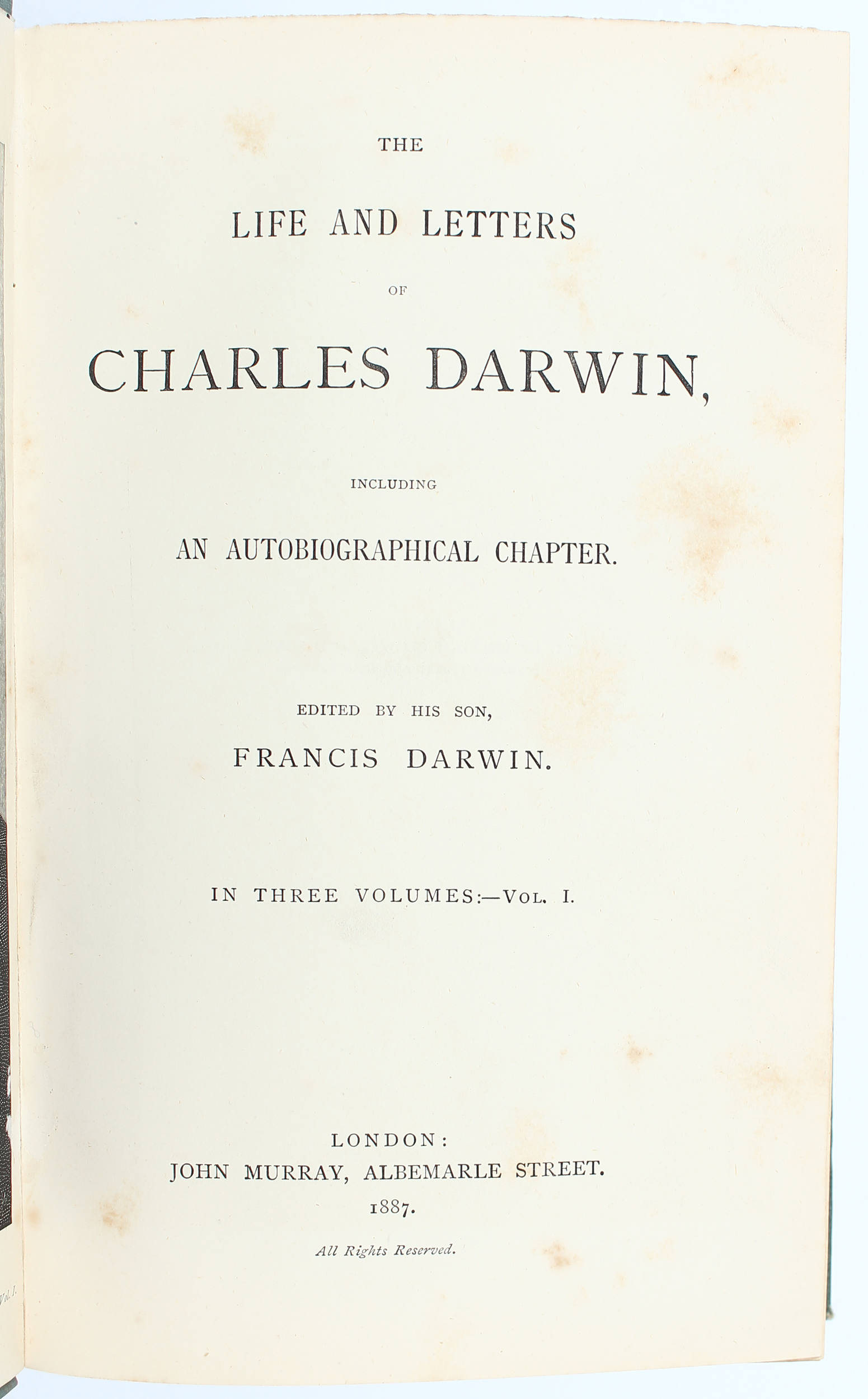 Darwin, The life and letters of Charles Darwin. 3 Bde.