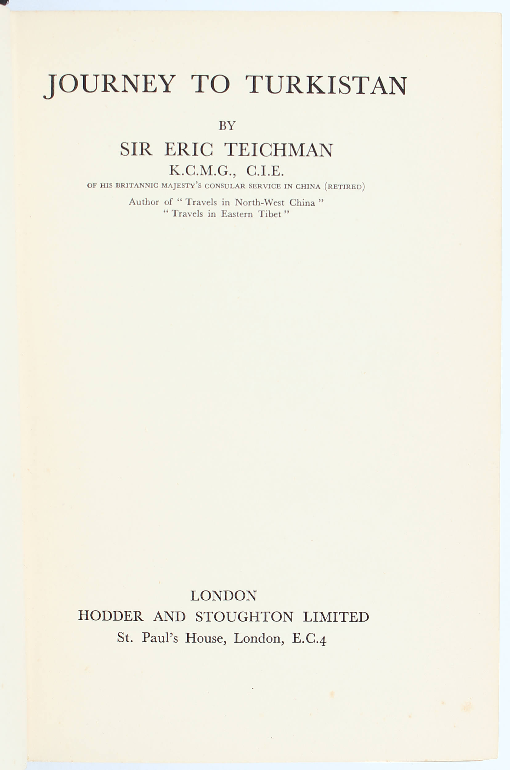 Teichmann, Journey to Turkistan