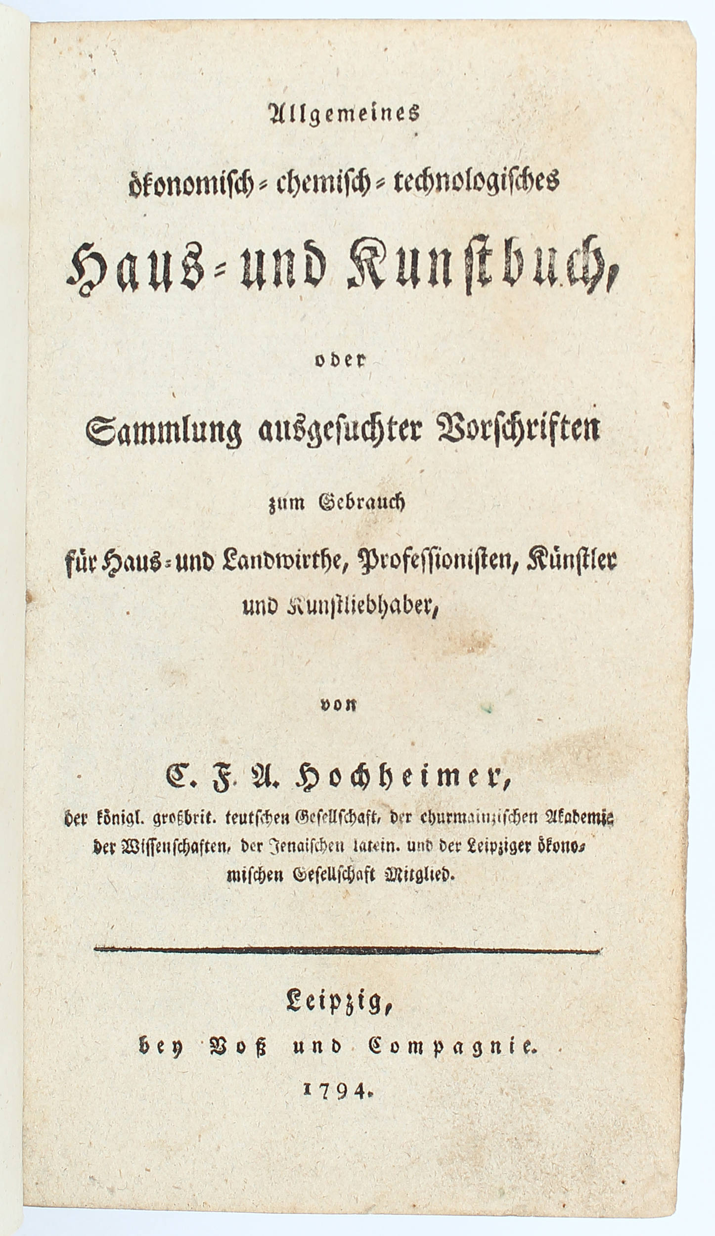 Hochheimer, Allg. Haus- u. Kunstbuch