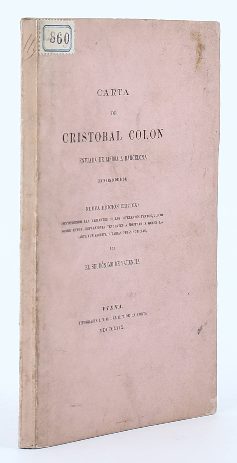 (Kolumbus). Carta de Cristóbal Colón