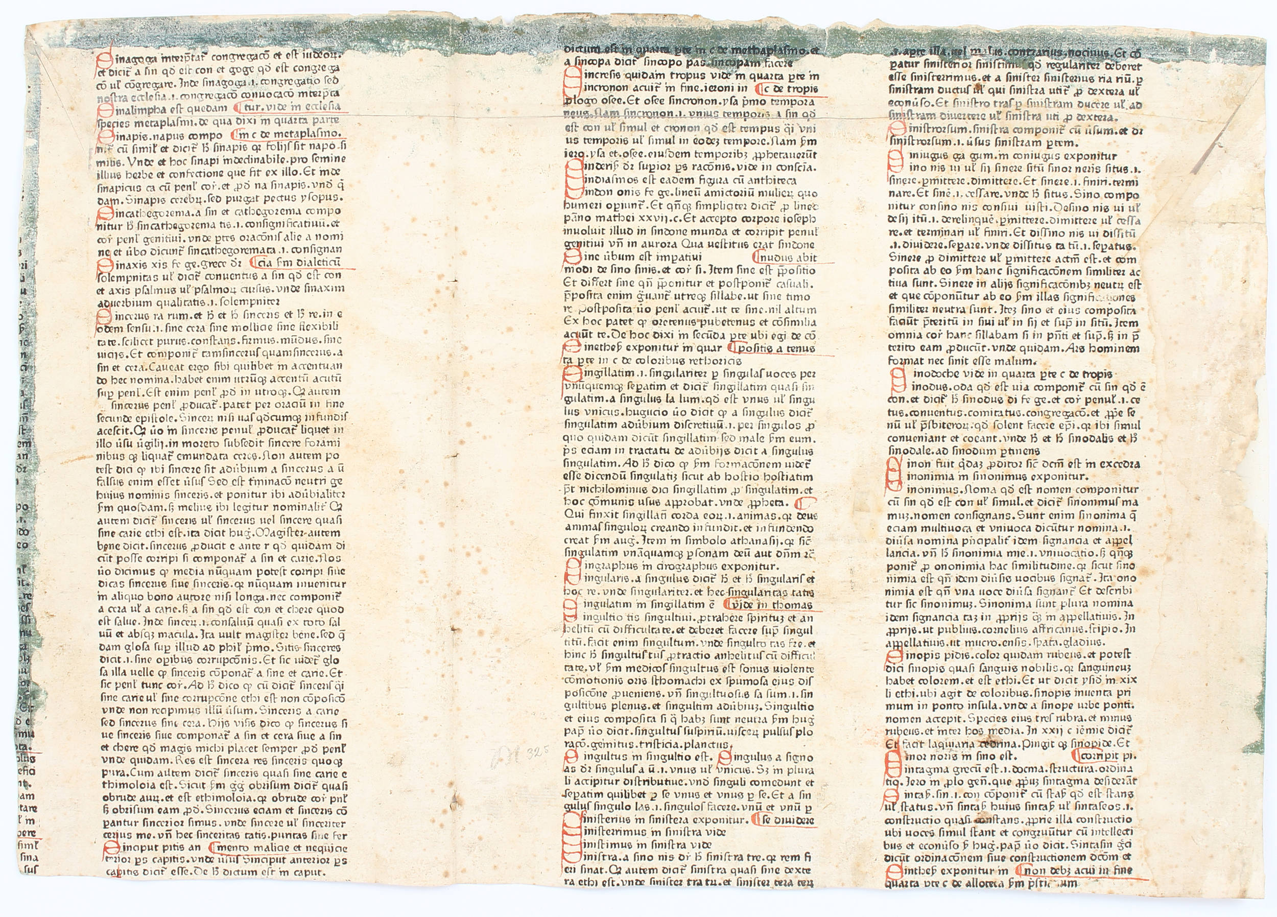 Balbus, Catholicon. Einzelblatt