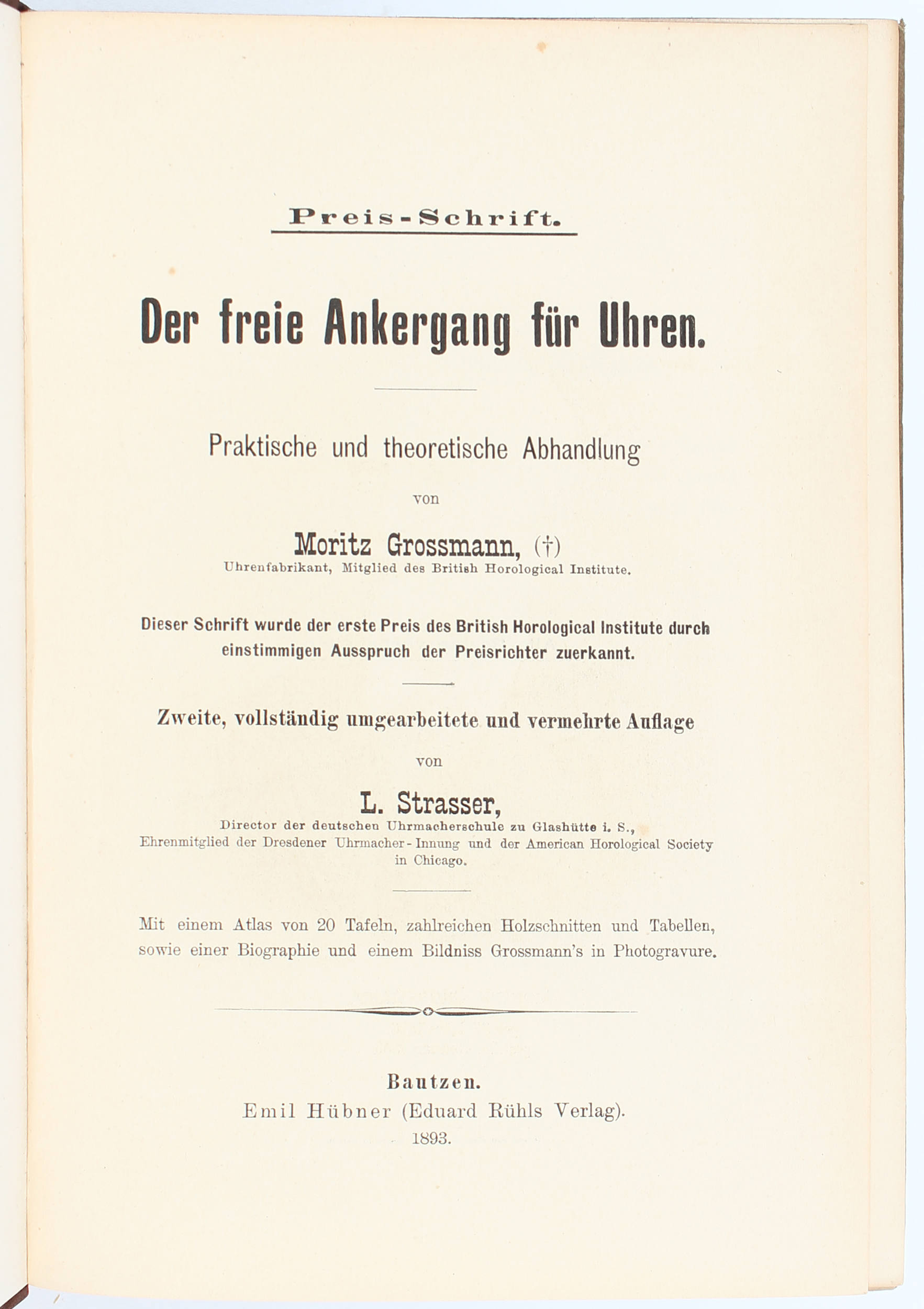 Grossmann, Der freie Ankergang für Uhren. 2 Bde.