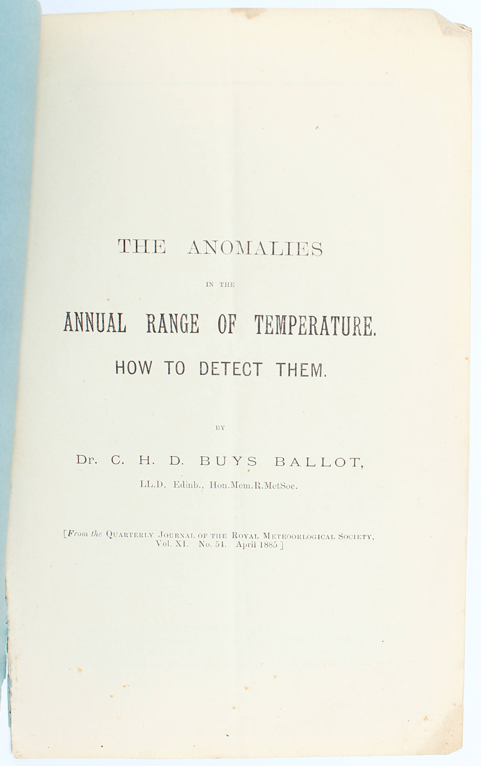 Buys Ballot, Anomalies of temperature