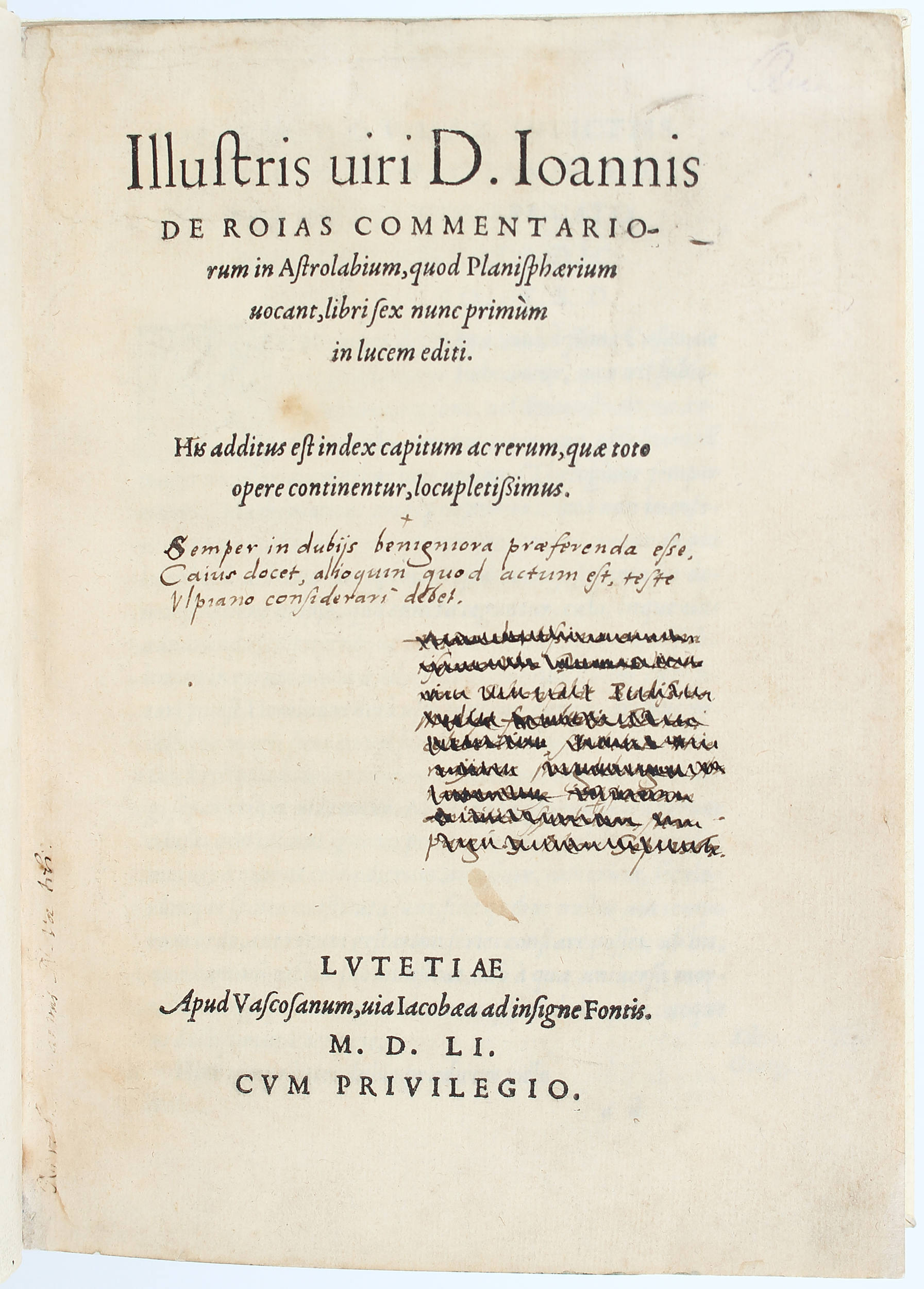 Rojas Sarmiento, Comment. in astrolabium + Beibde.