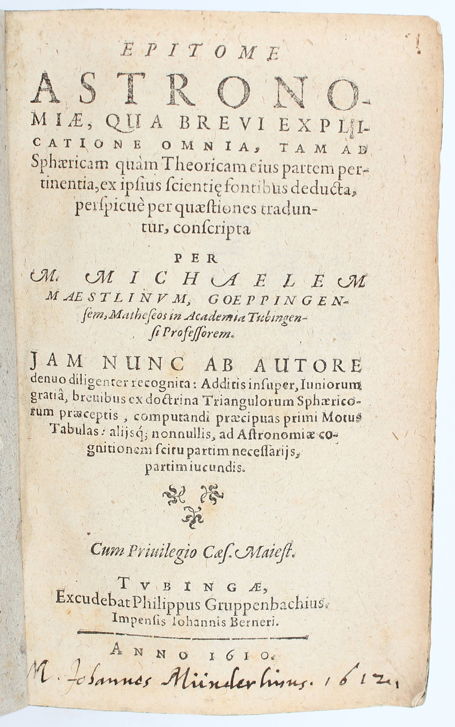 Maestlin, Epitome astronomiae