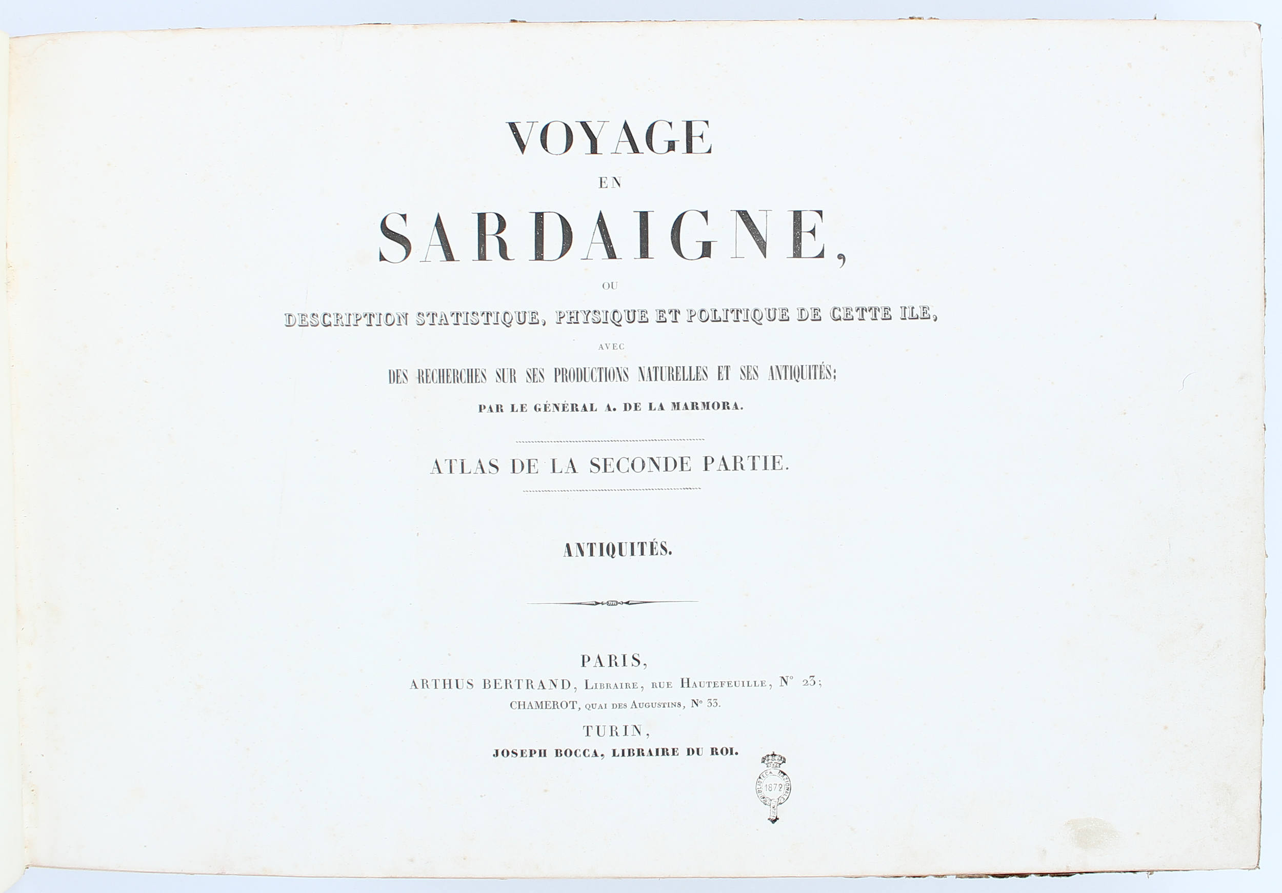 Marmora, Voyage en Sardaigne. Atlas. Antiquités