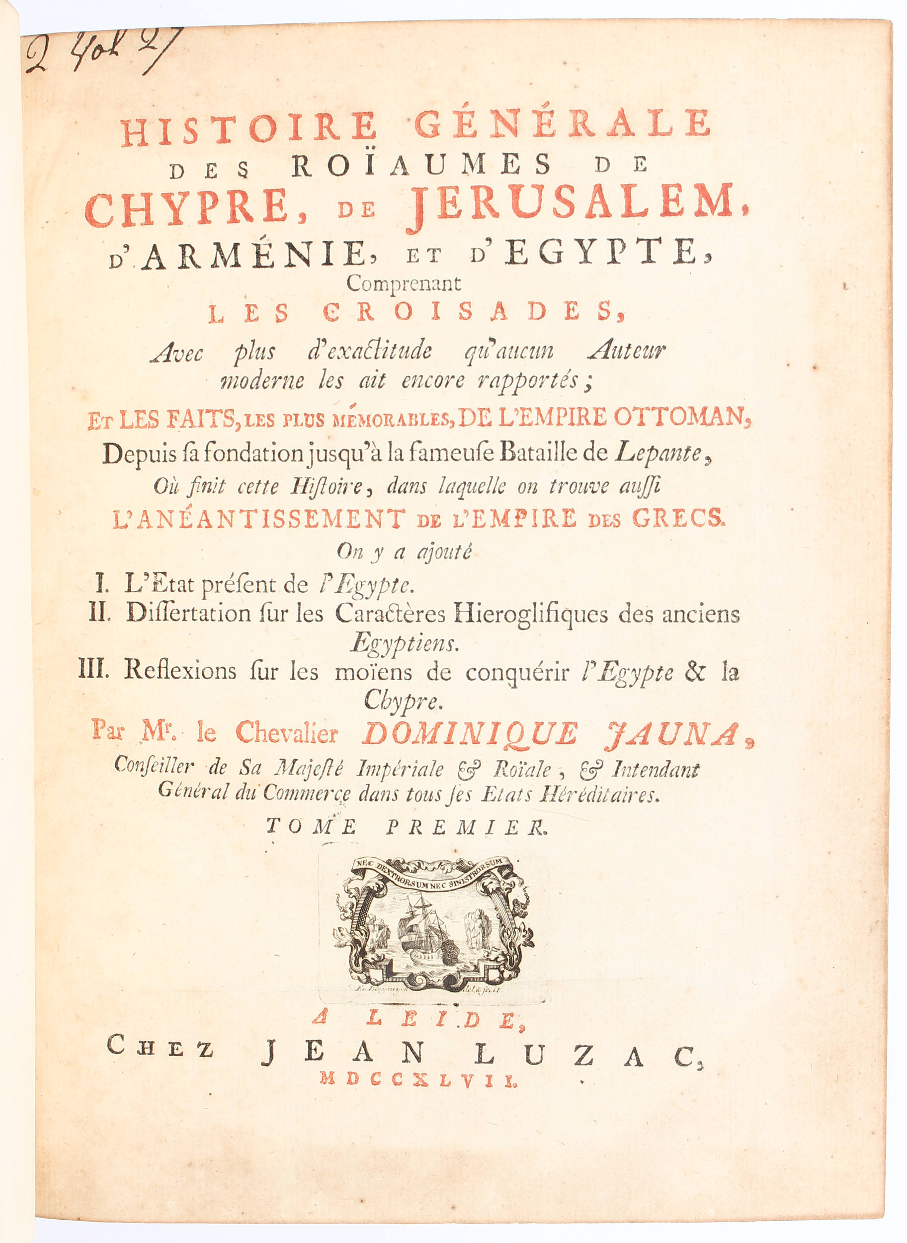 Jauna, Histoire de Chypre. 2 Bde.
