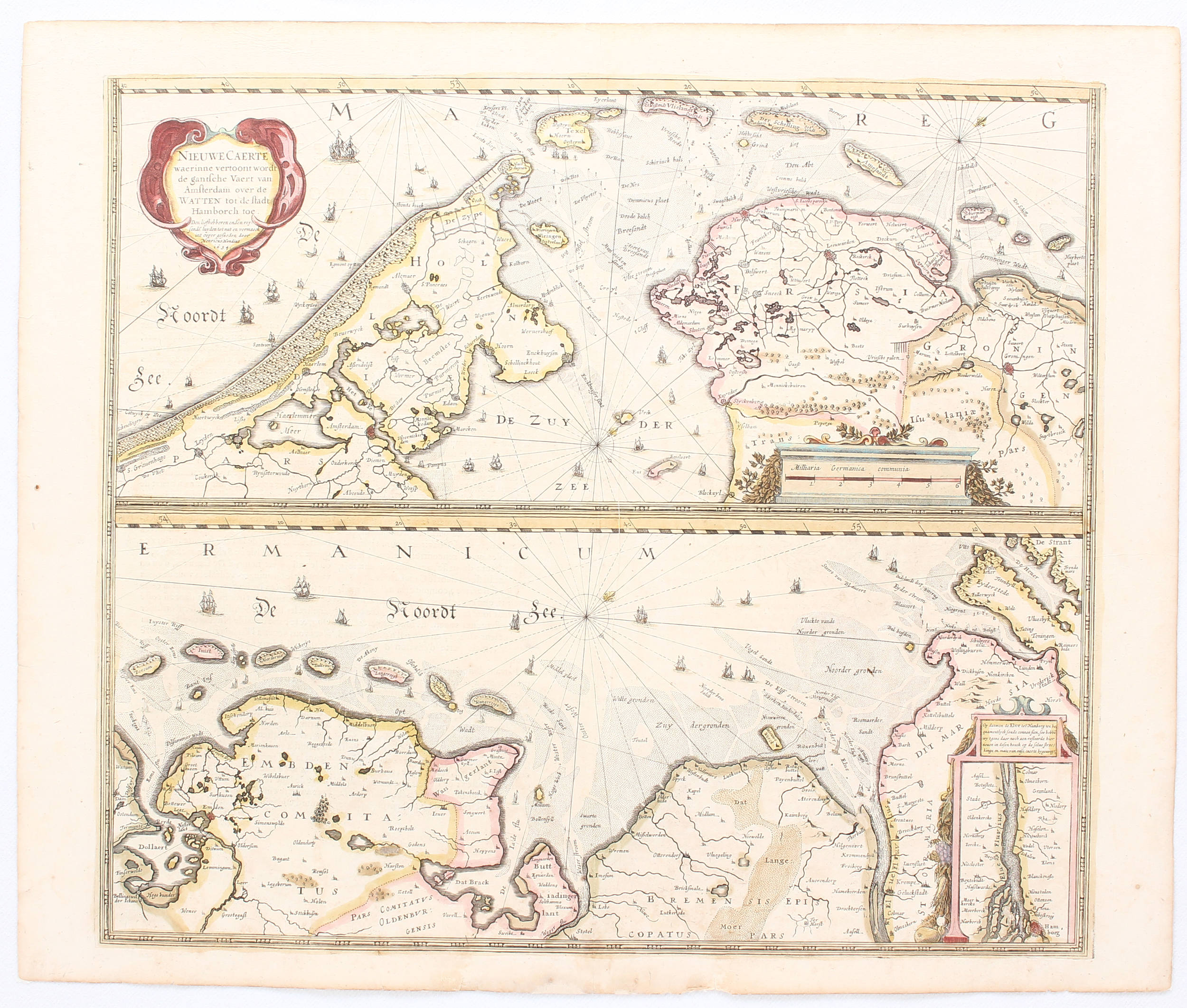 Wattenmeerkarte. H. Hondius / 3 Bll.