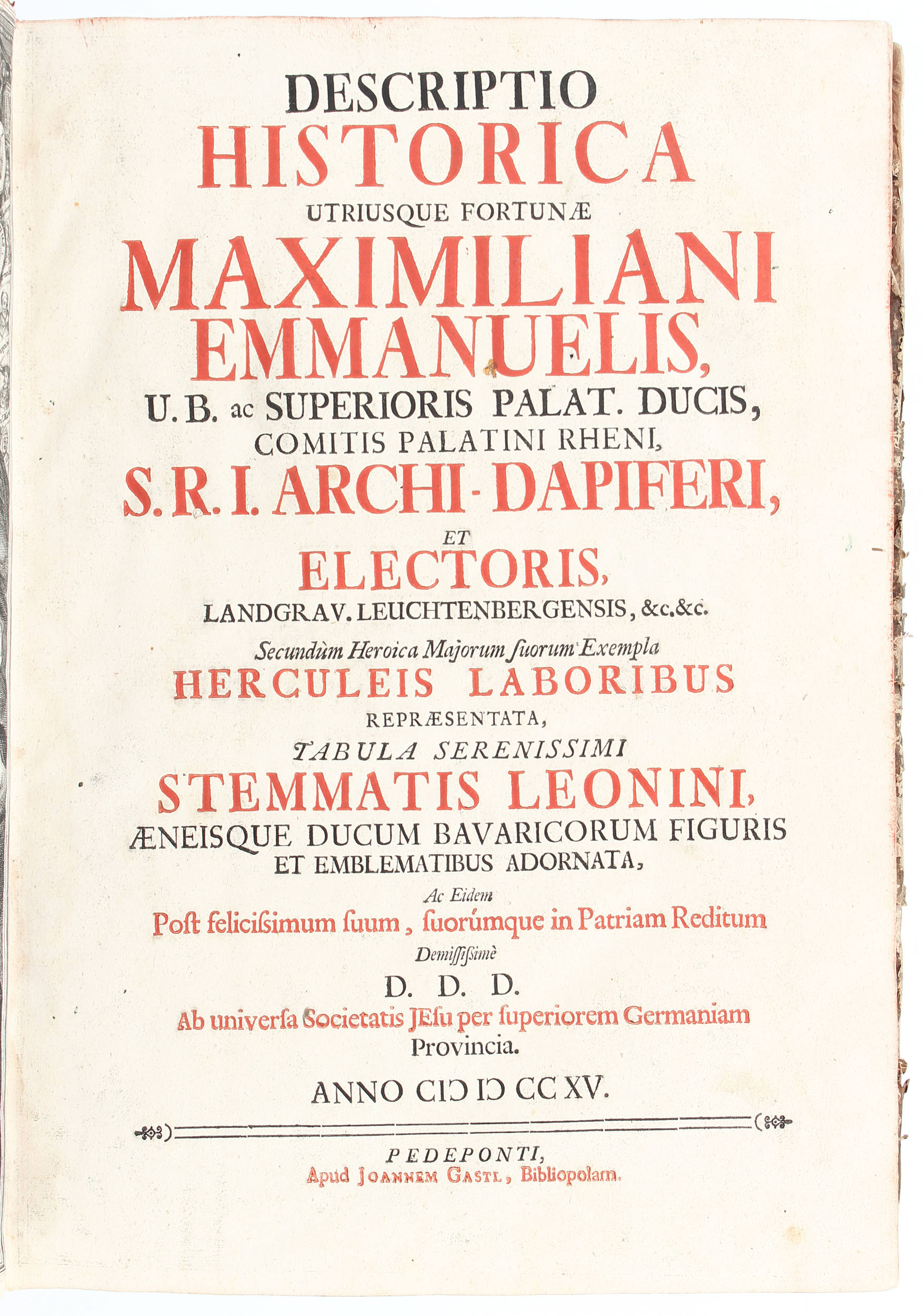 Descriptio historica Max Emanuel