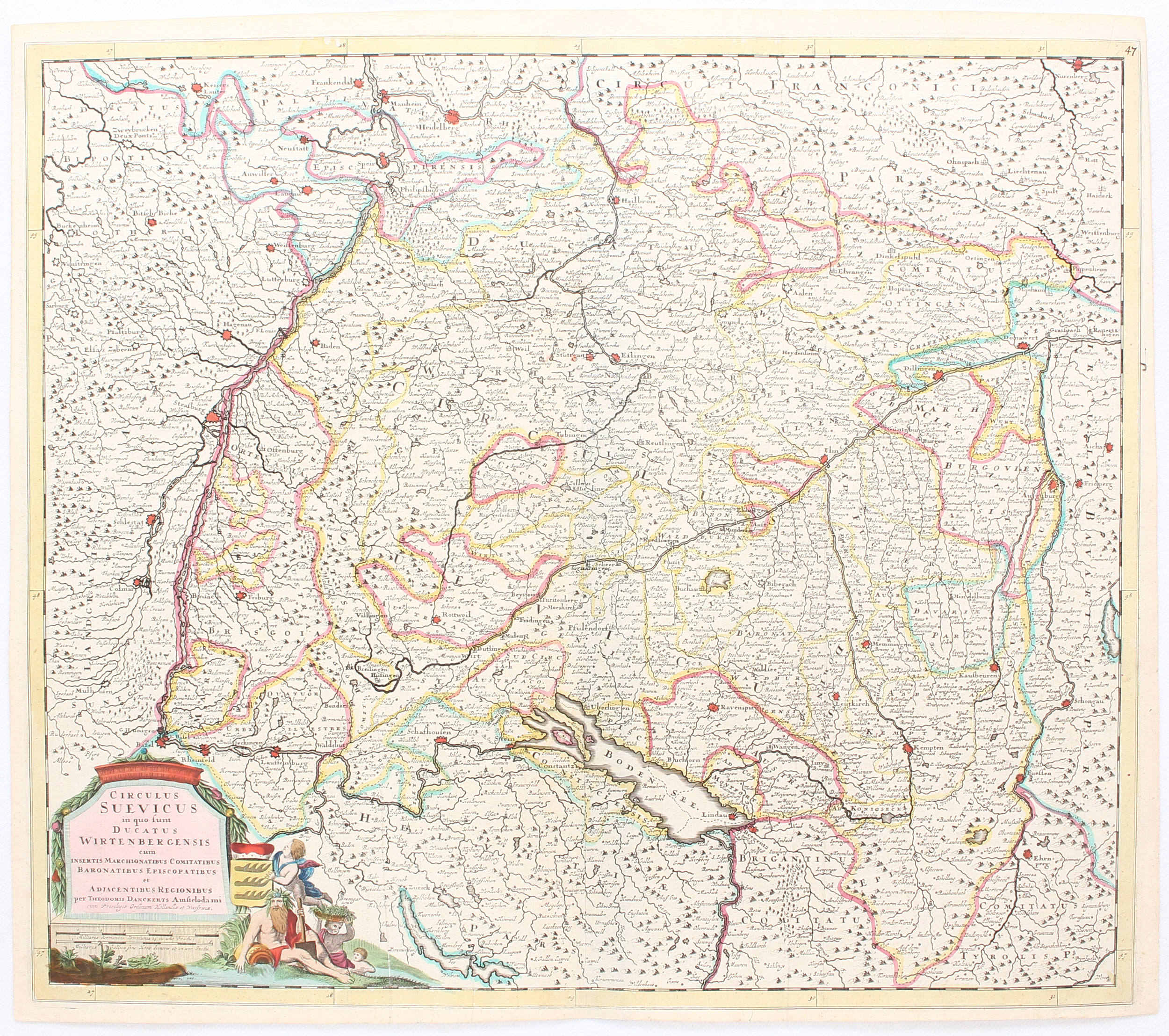 Schwaben. 6 Bll. Blaeu, Danckerts u.a.