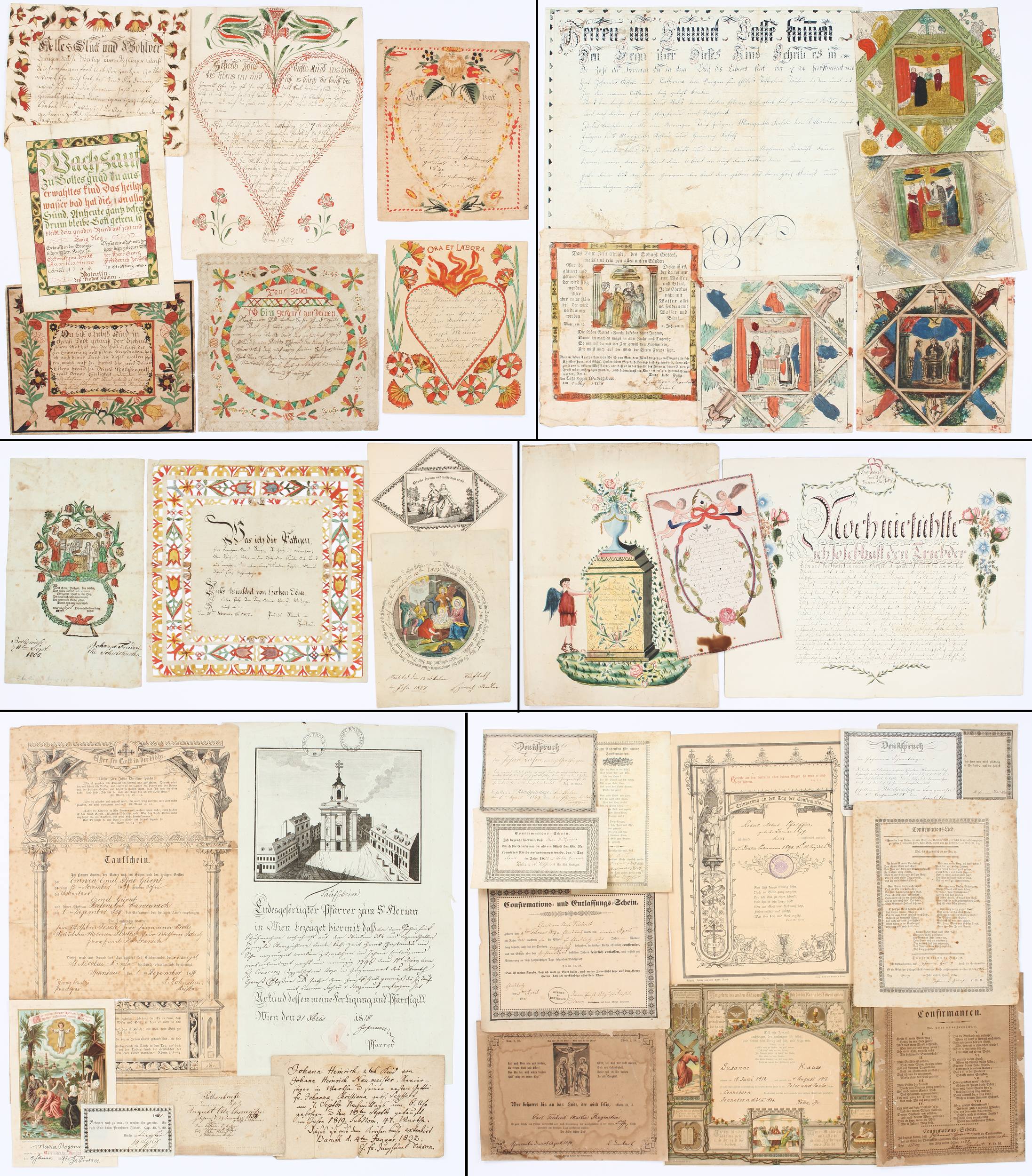 Konvolut Taufbriefe u.ä. Über 140 Bll.