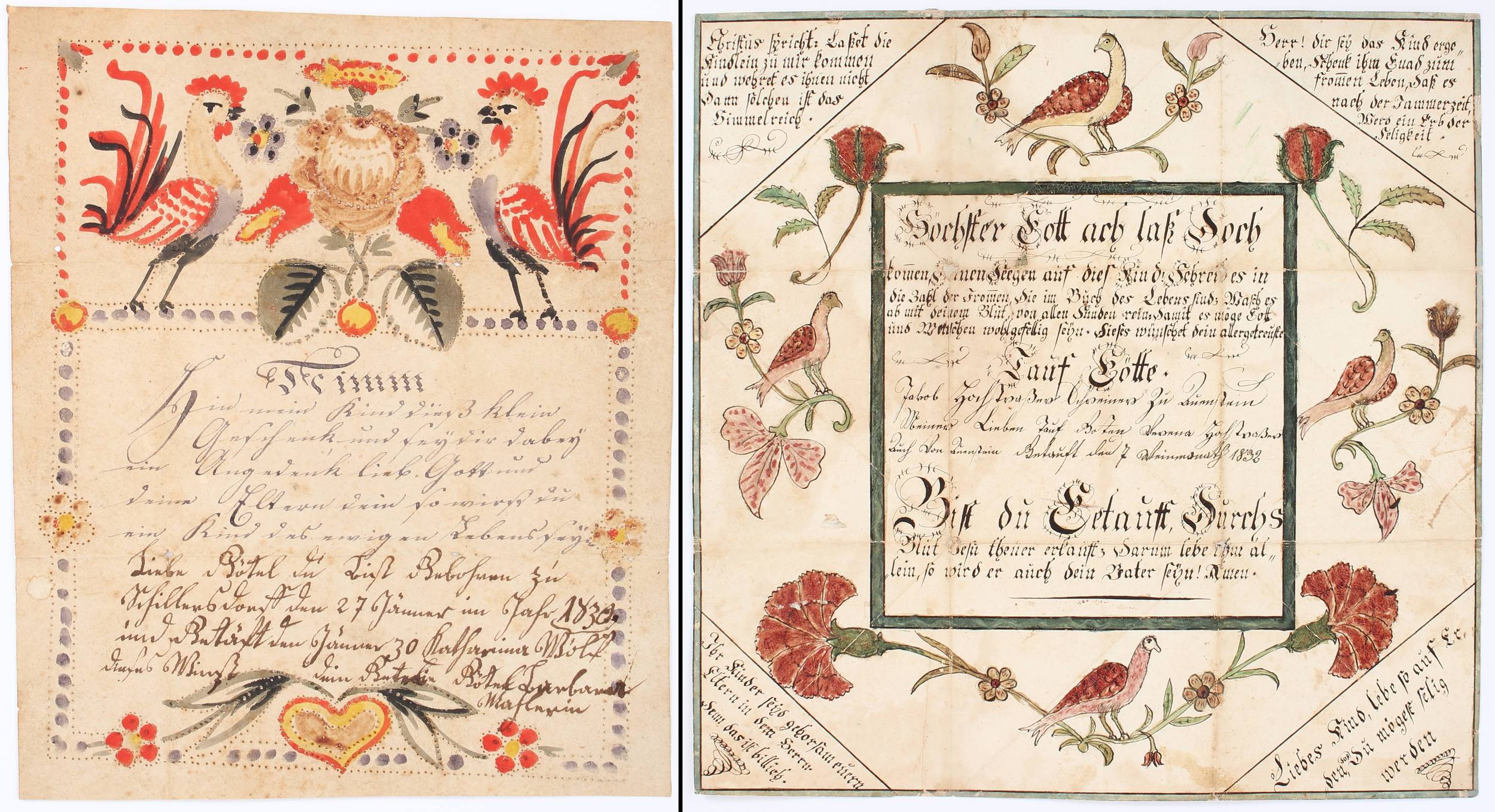 Konvolut Taufbriefe u.ä. Über 140 Bll.