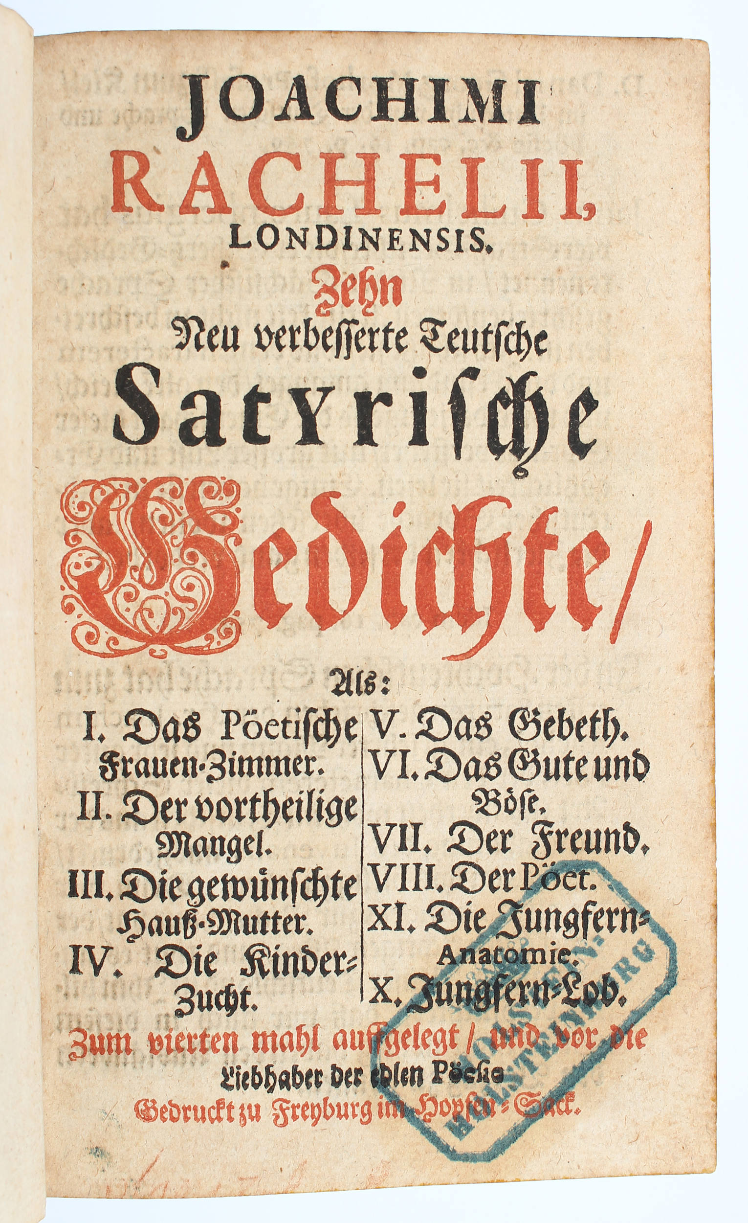 (Lauremberg), De veer Schertz-Gedichte. 2 in 1 Bd.