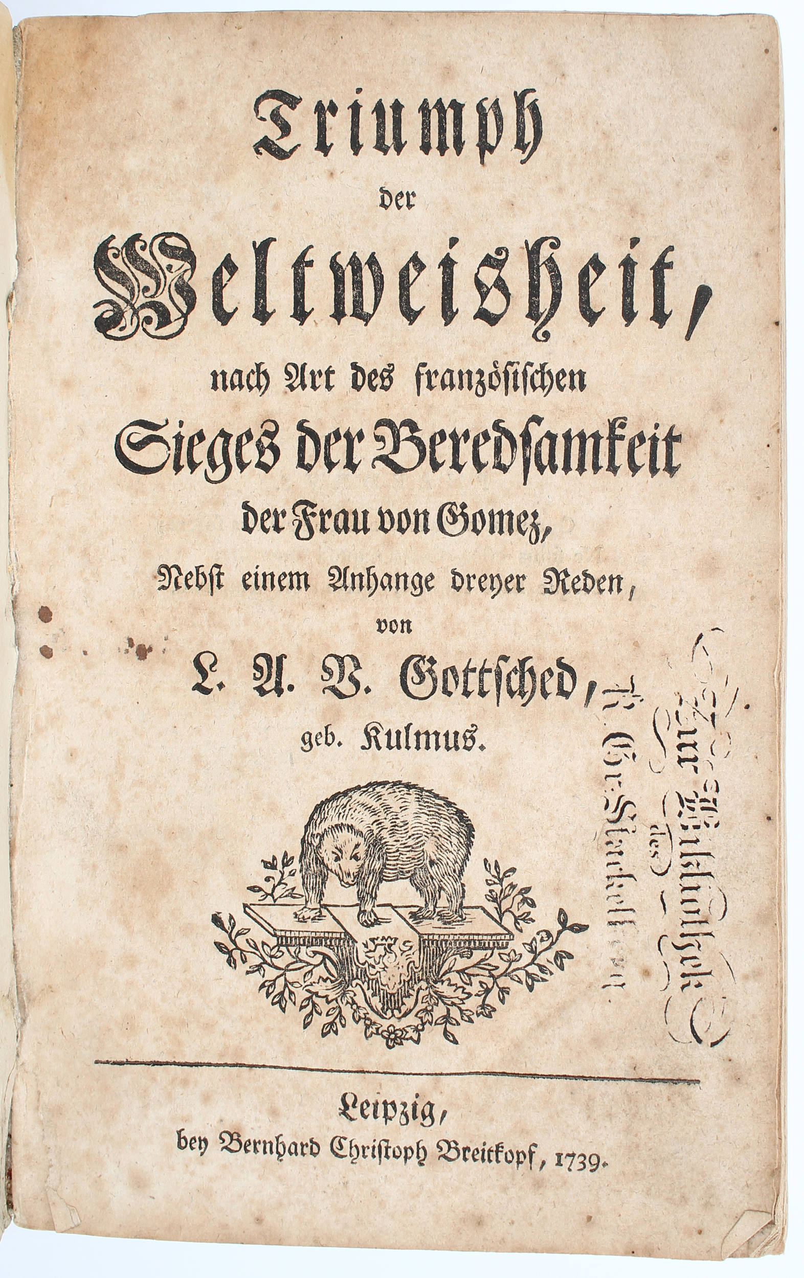 Gottsched, Triumph der Weltweisheit / 2 Bde.