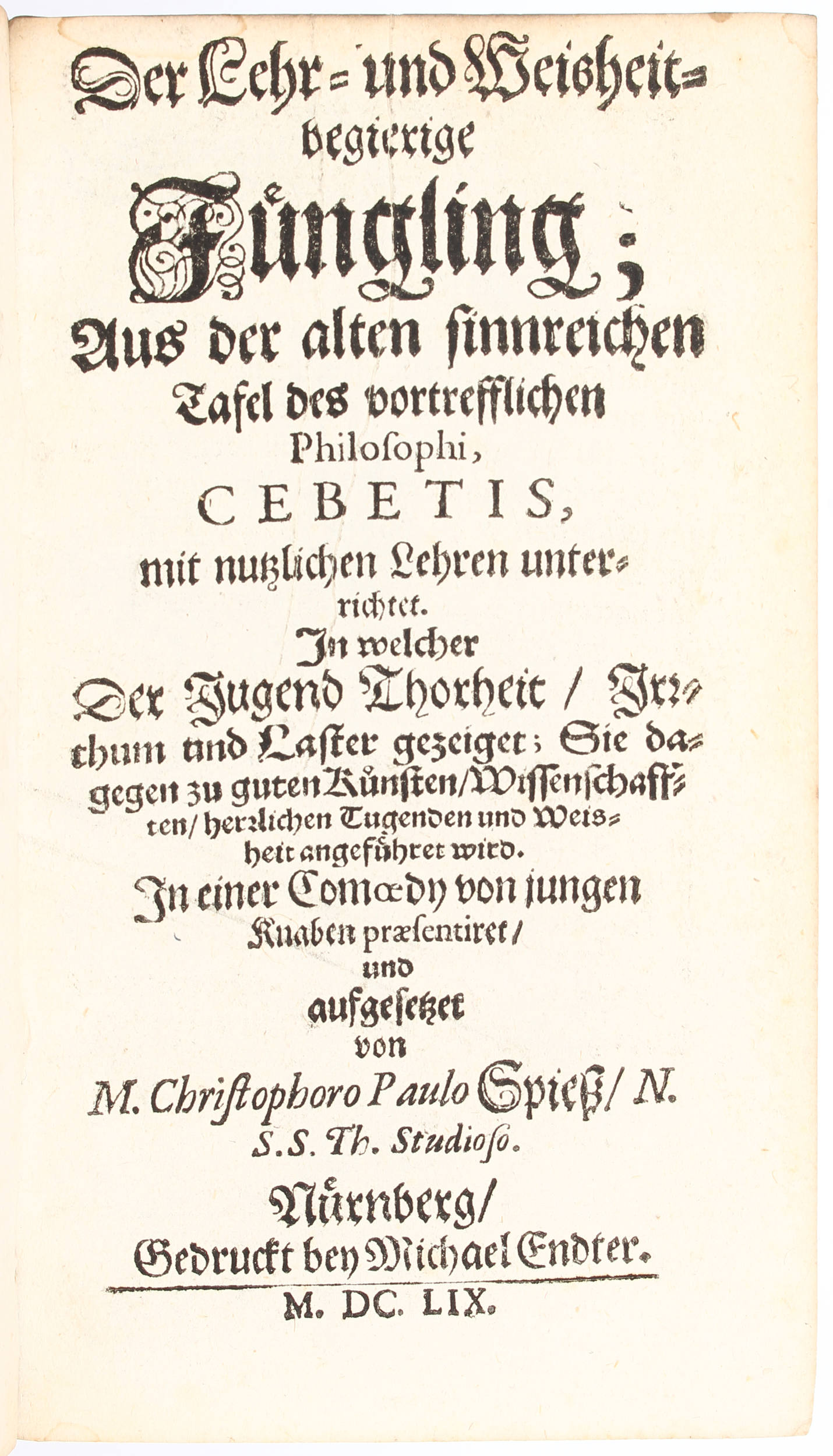 Spieß, Der lehr- und weisheitbegierige Jüngling
