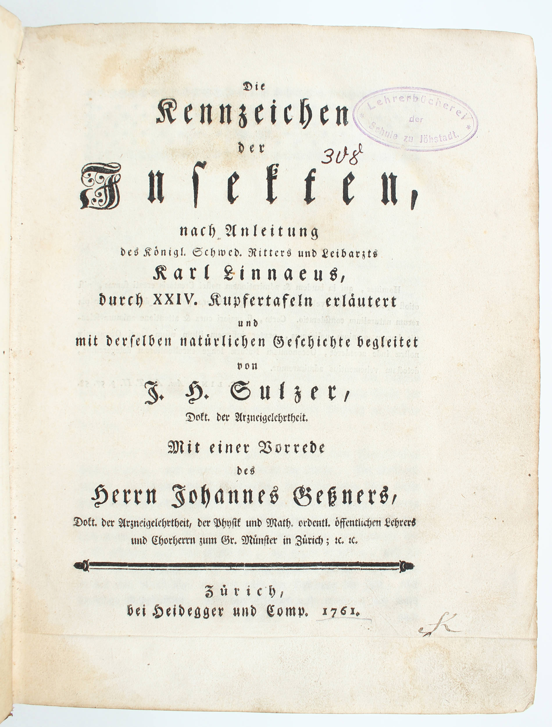 Sulzer, Kennzeichen der Insekten