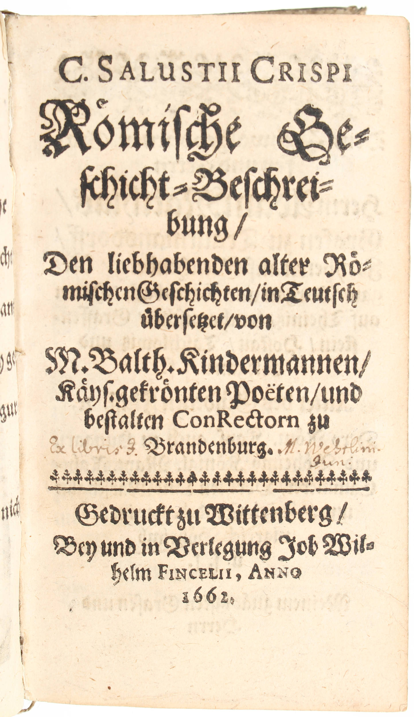 Sallustius, Röm. Geschicht-Beschreibung