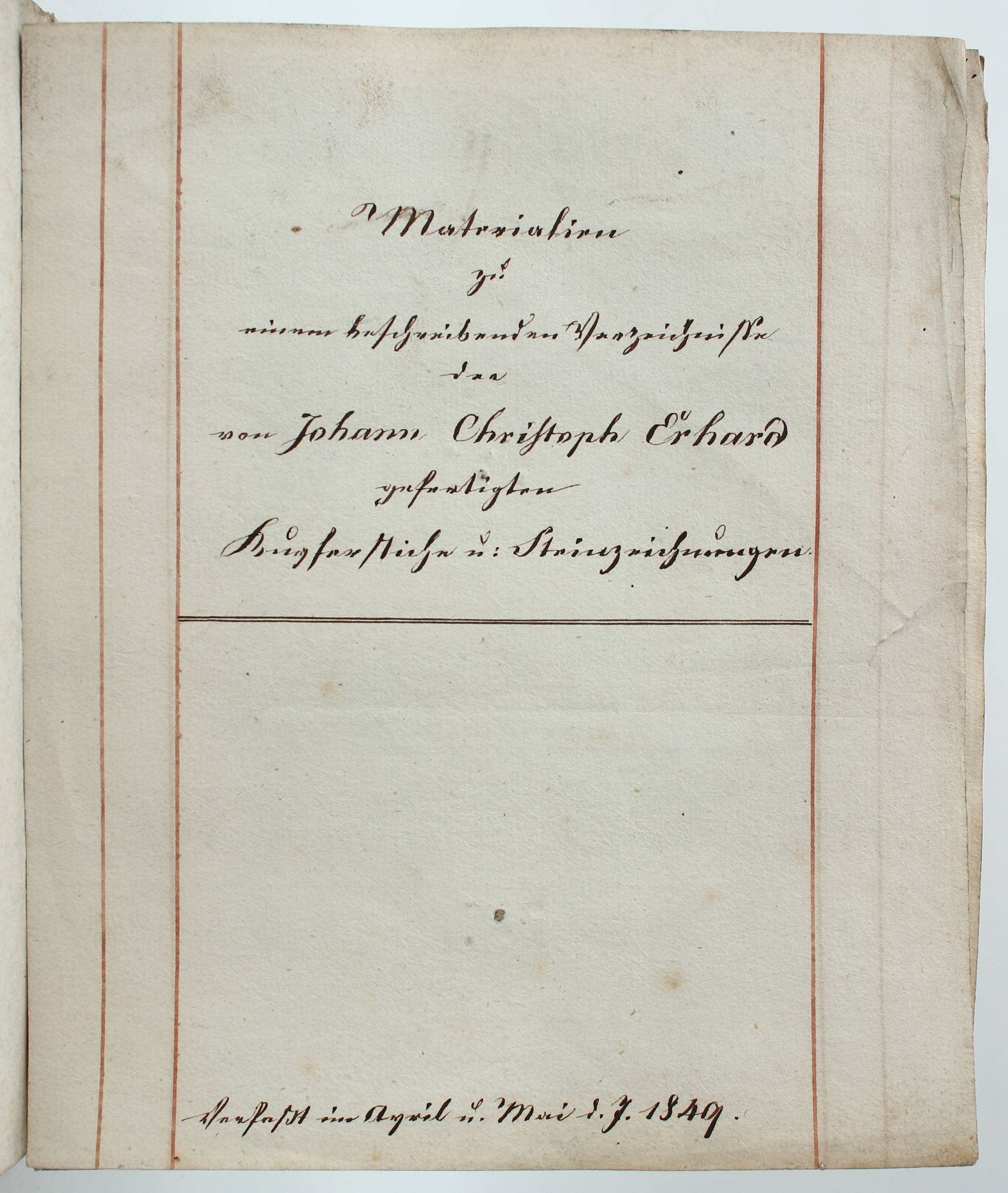 J. C. Erhard. - Verzeichnis der Kupferstiche
